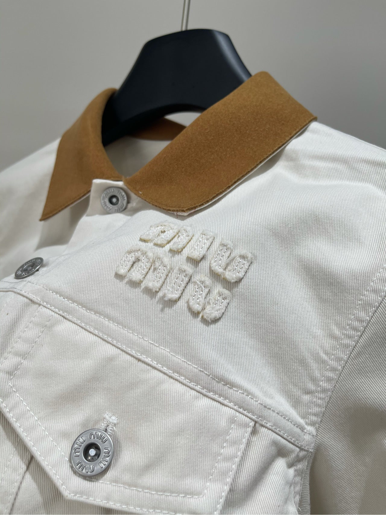 M 25 white suede velvet denim jacket