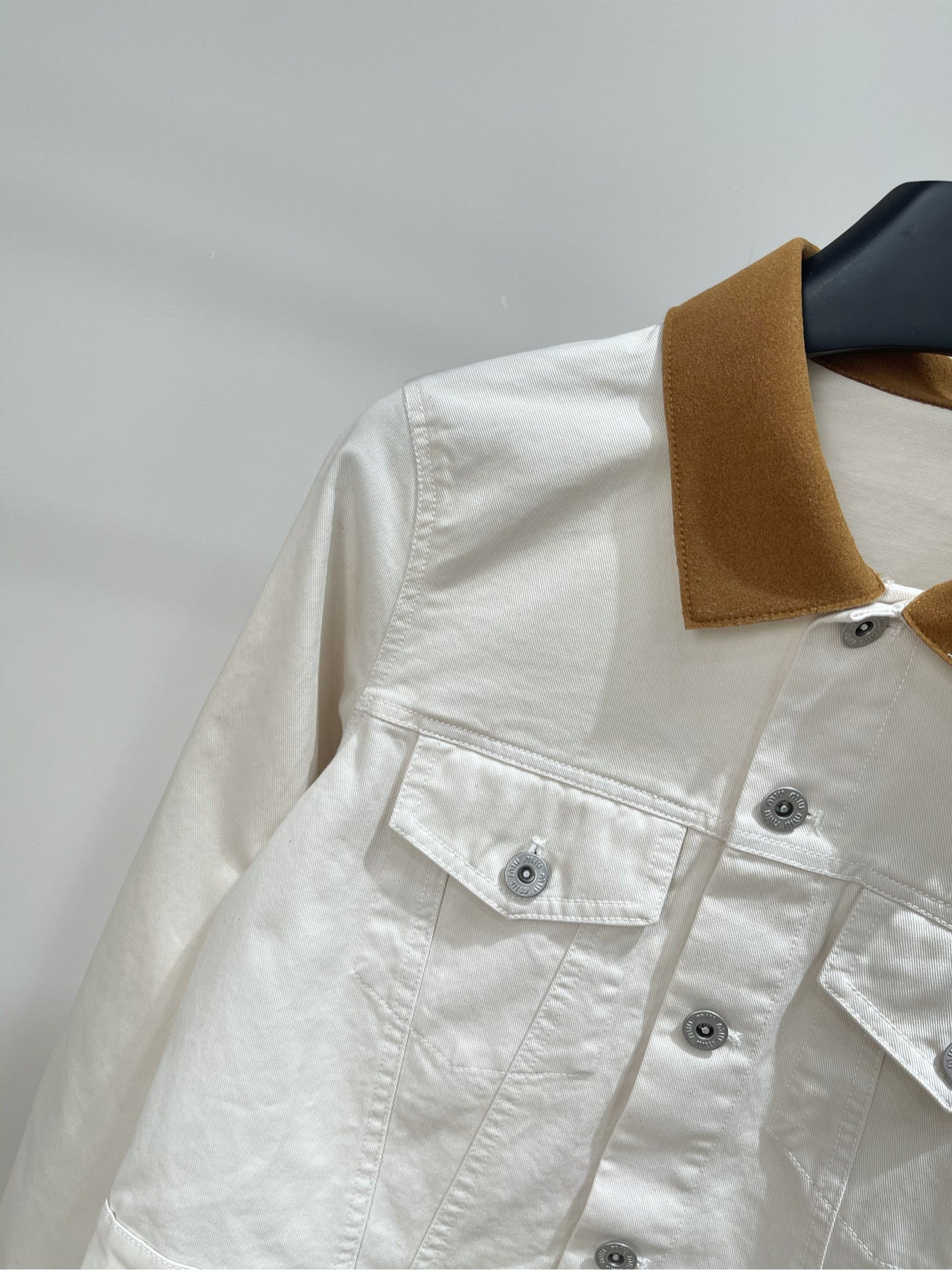 M 25 white suede velvet denim jacket