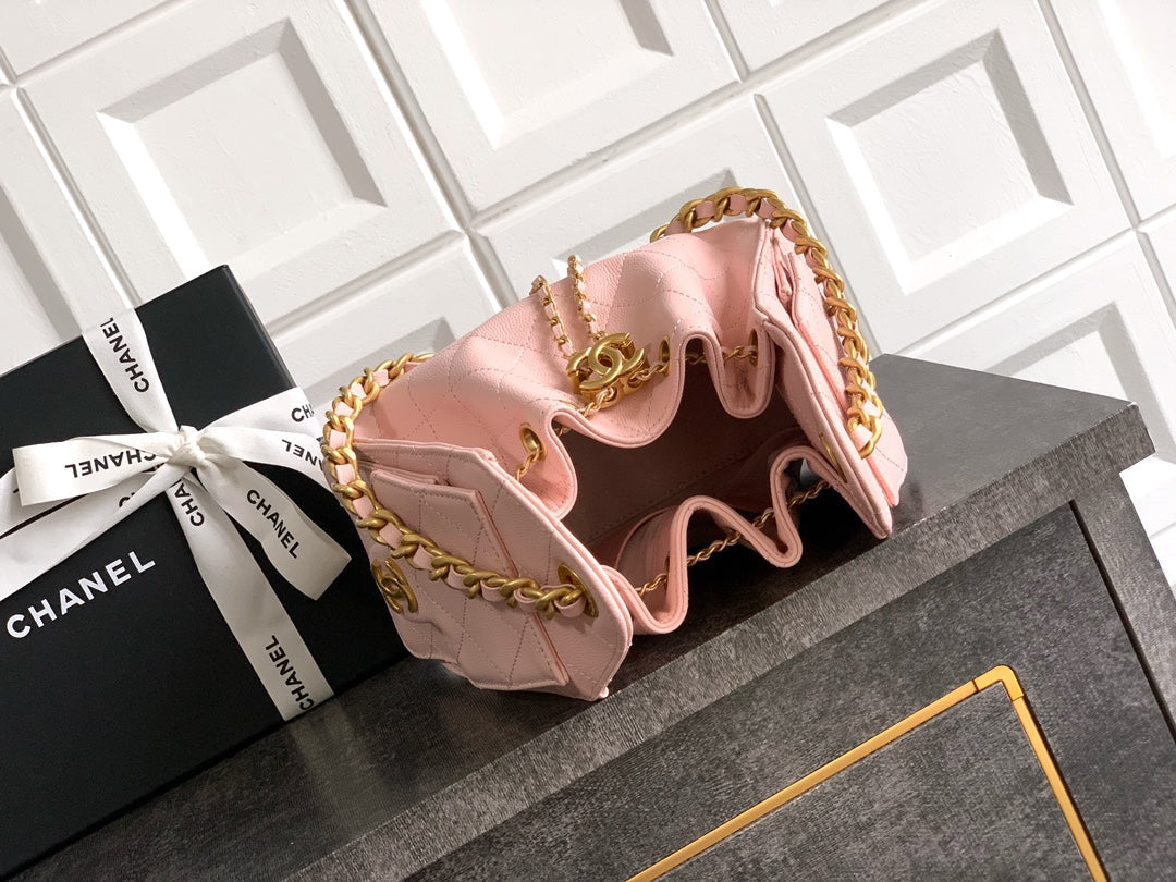 25C Hobo Bags 20cm Light Pink Grained Calfskin