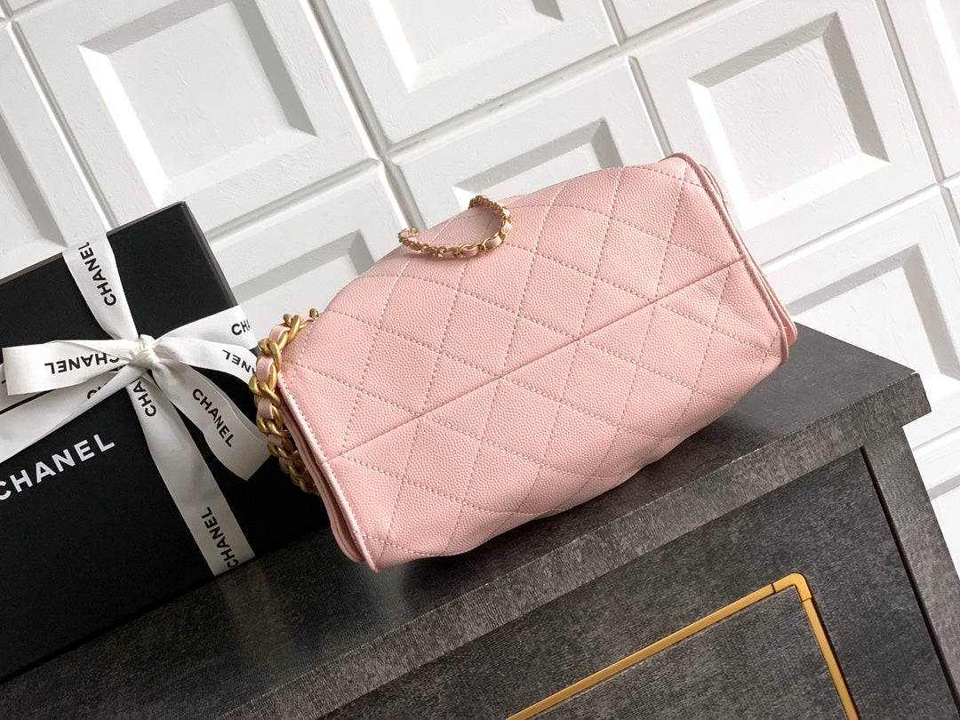 25C Hobo Bags 20cm Light Pink Grained Calfskin