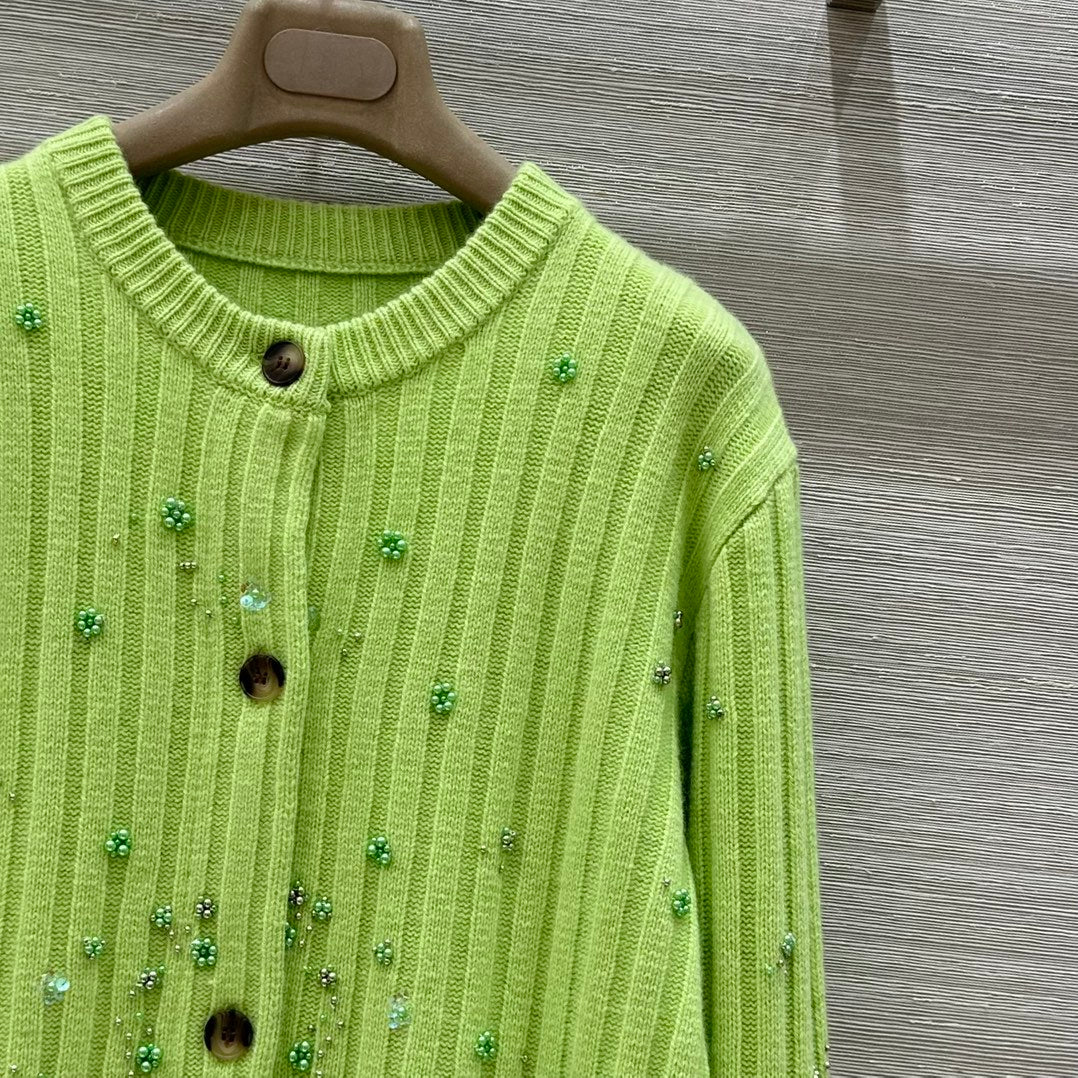 25 new autumn and winter products, heavy beaded embroidered cashmere cardigan