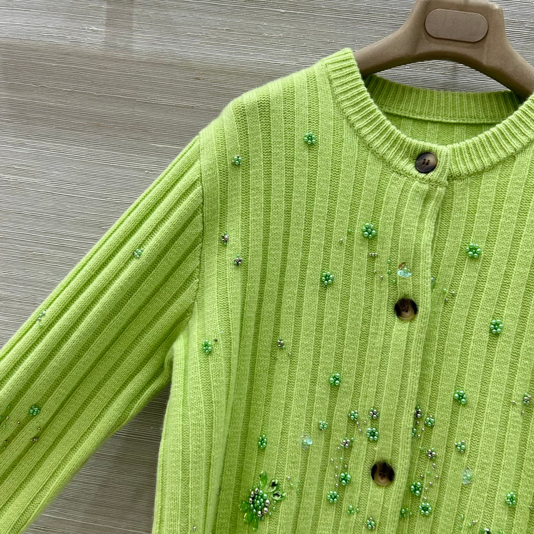 25 new autumn and winter products, heavy beaded embroidered cashmere cardigan