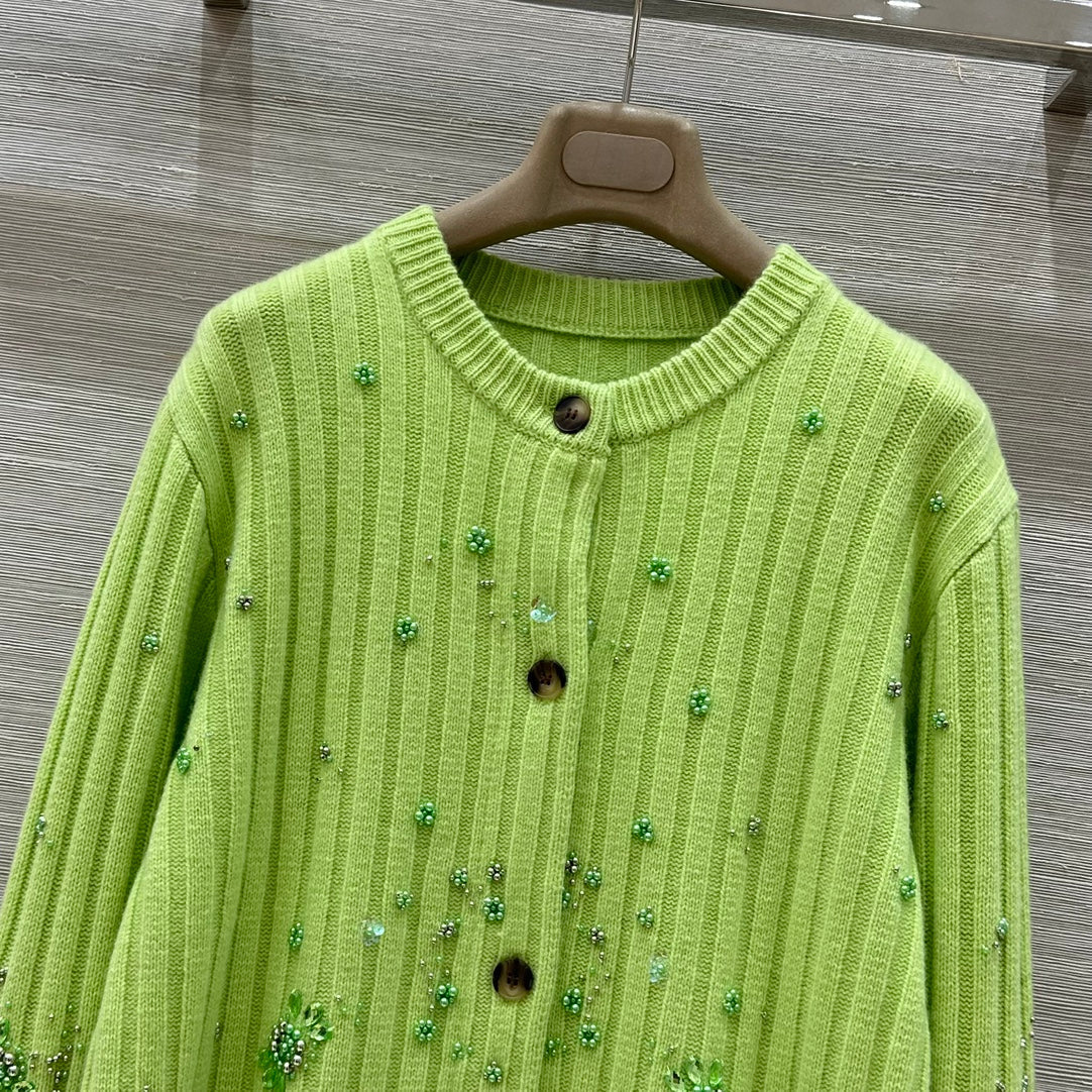 25 new autumn and winter products, heavy beaded embroidered cashmere cardigan