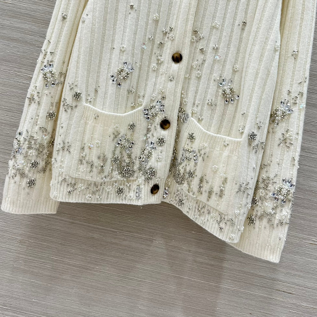 25 new autumn and winter products, heavy beaded embroidered cashmere cardigan