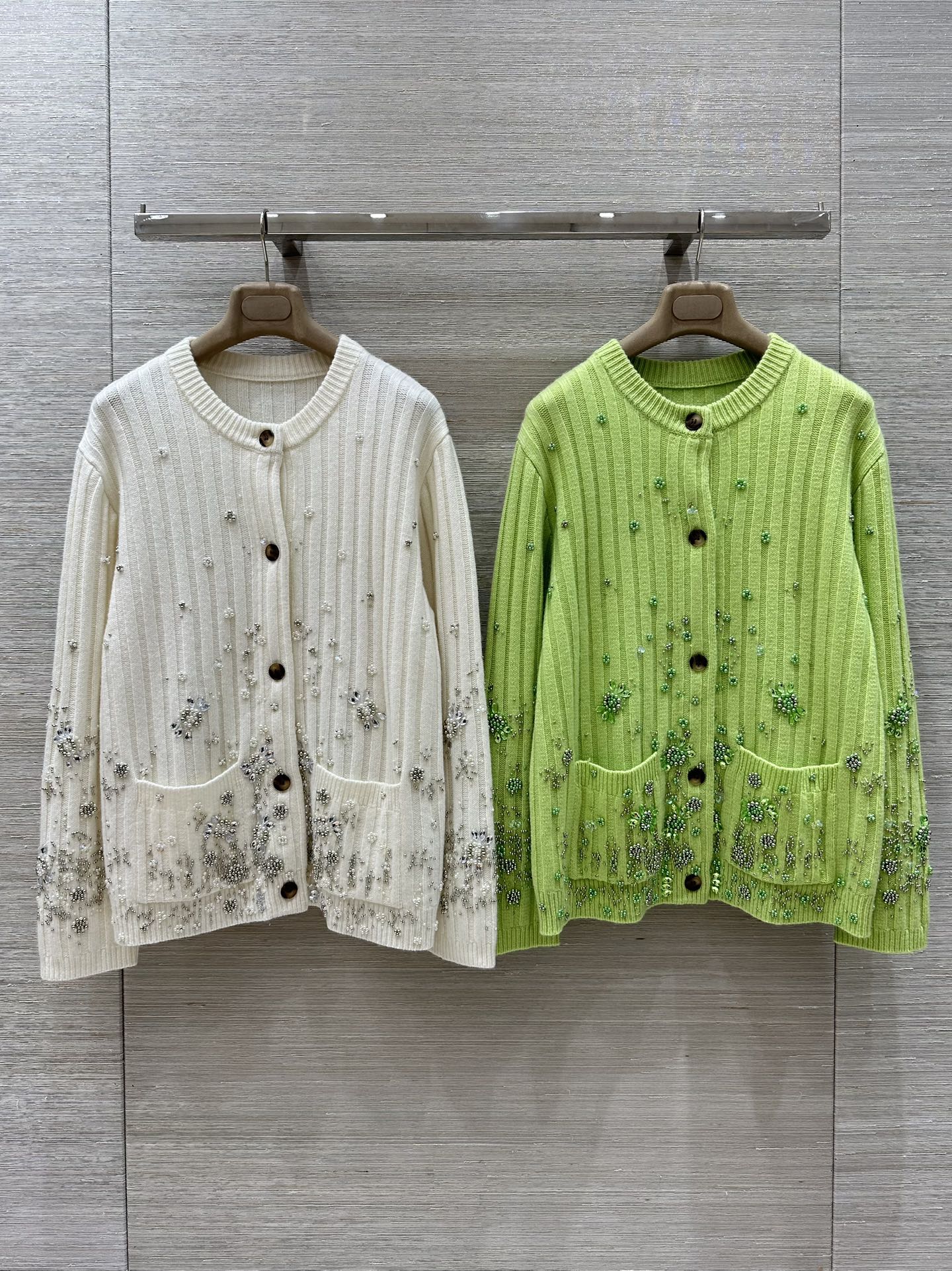 25 new autumn and winter products, heavy beaded embroidered cashmere cardigan