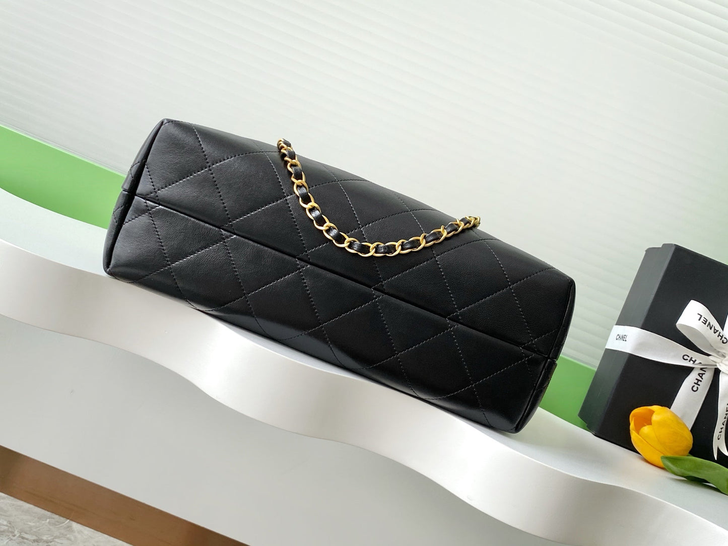 25A Small Tote 36cm Brown Suede Black Calfskin