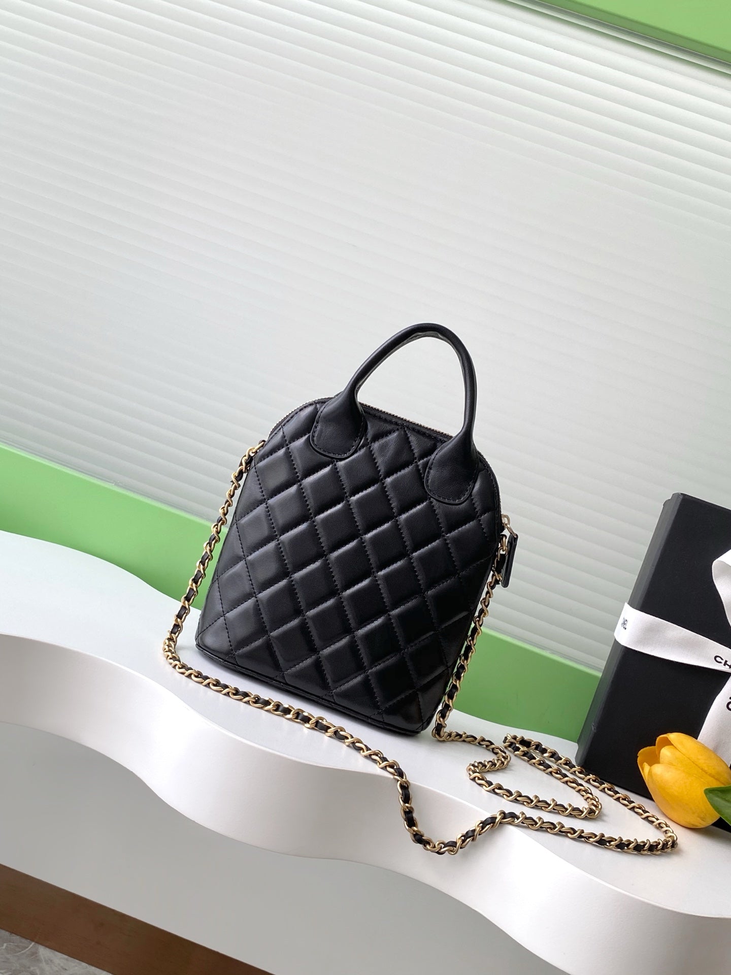 25A Clutch With Chain 18cm Black Suede Calfskin