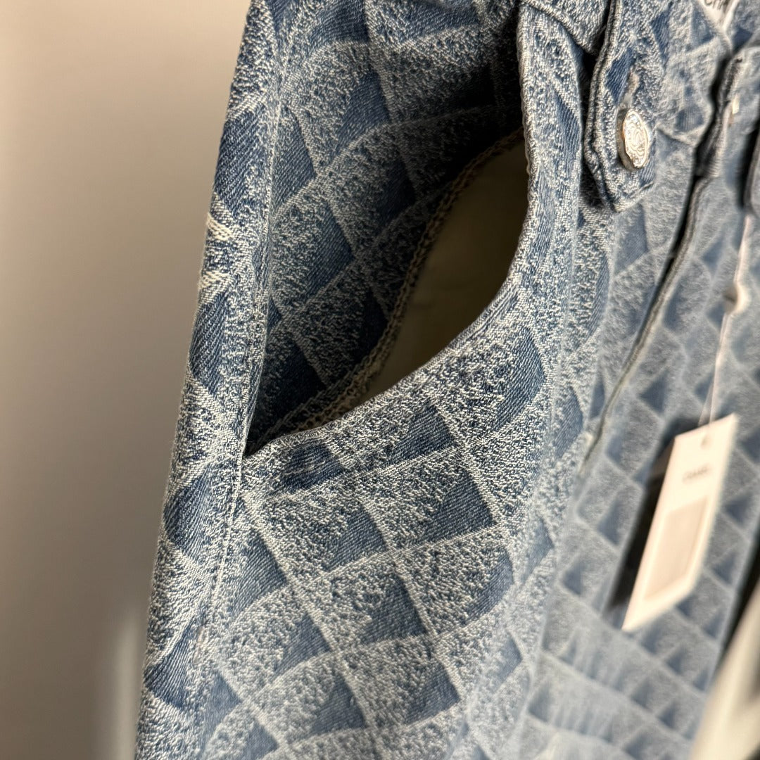 25 New 3D Plaid Printed Denim Trousers