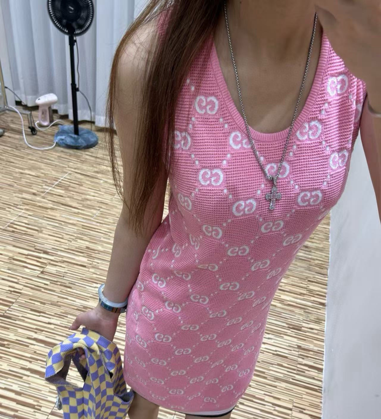 G 25 Appliquéd full print casual knit dress