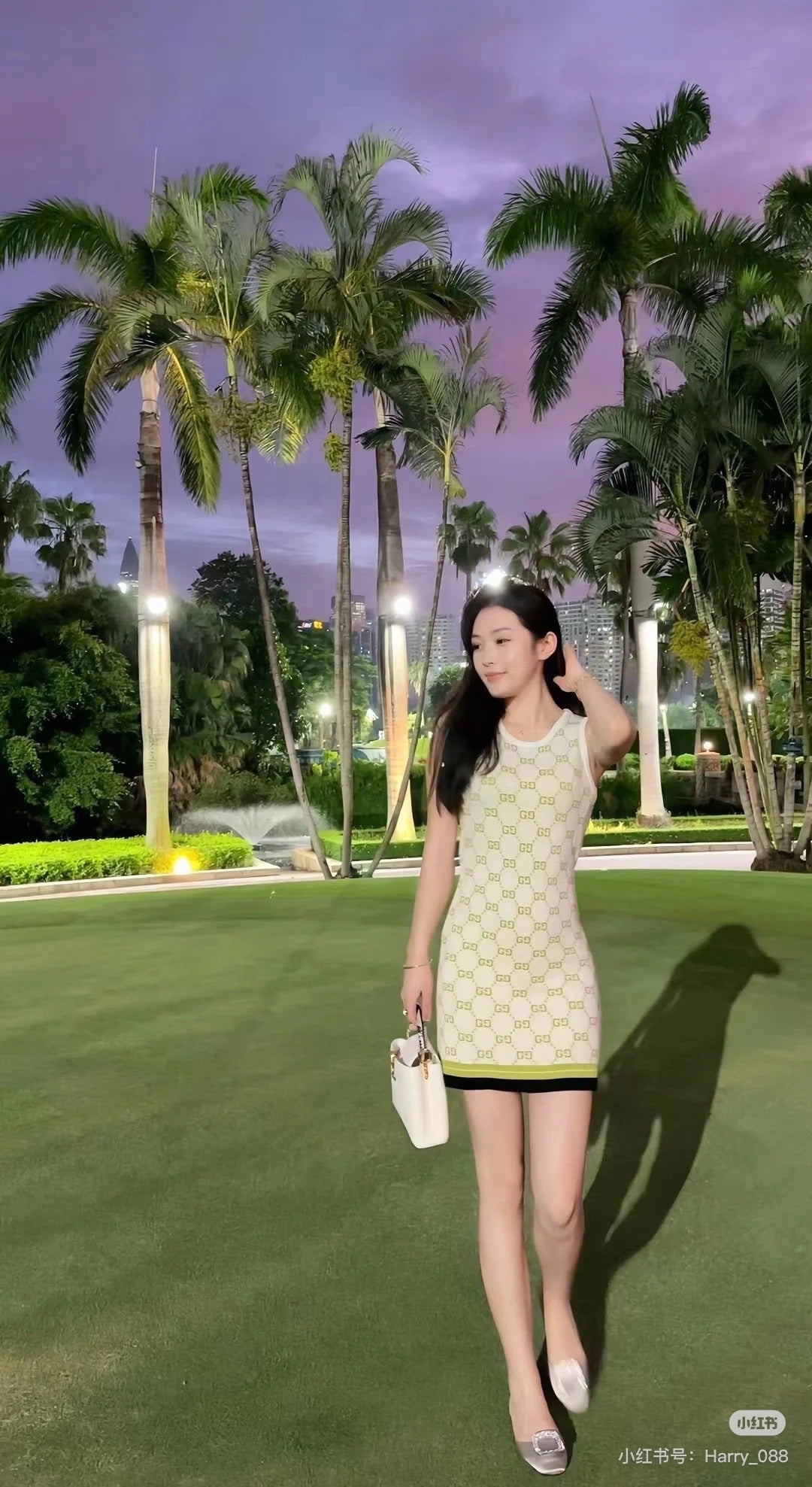 G 25 Appliquéd full print casual knit dress