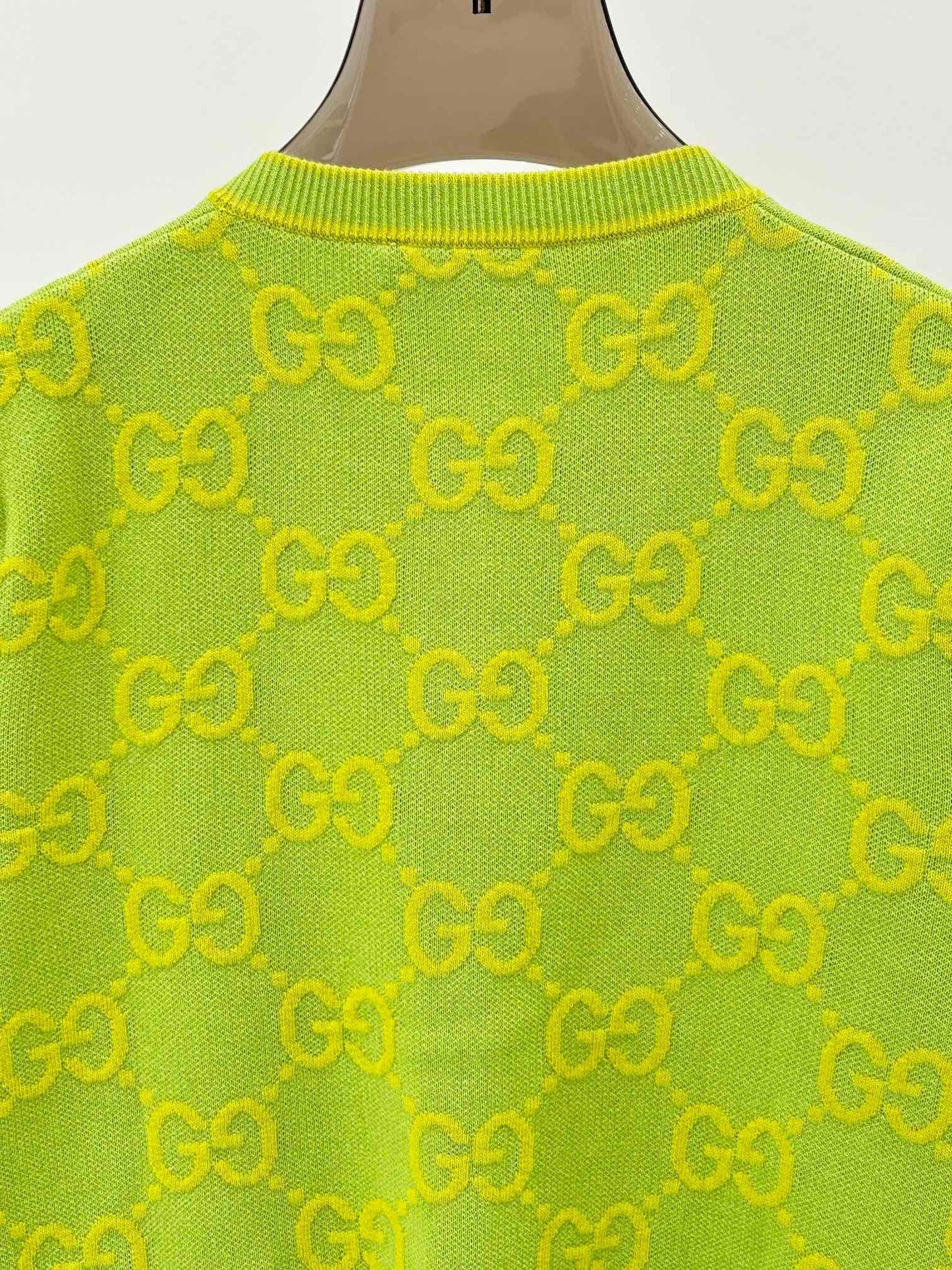 G 24 Early Autumn New round neck color blocking double G jacquard knit cardigan