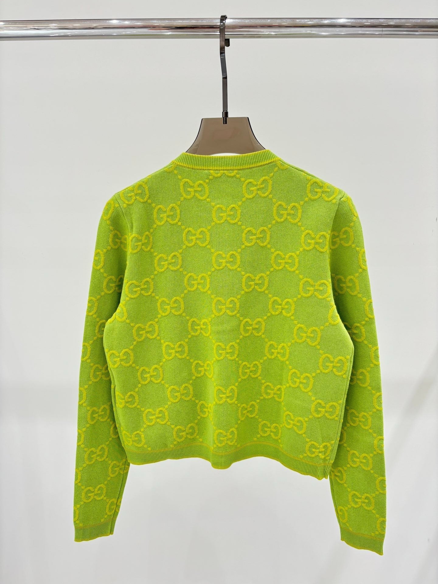 G 24 Early Autumn New round neck color blocking double G jacquard knit cardigan