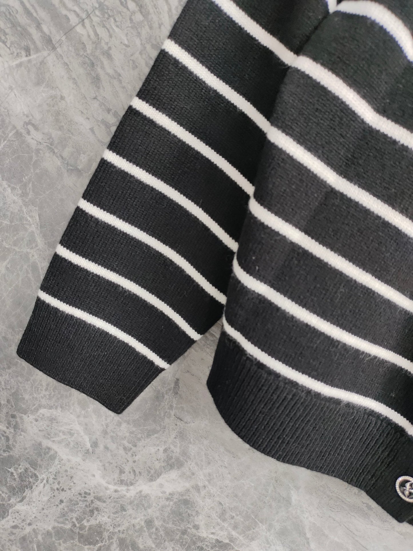 C 25 Cardigan with Swallow Buttons in Light Blue and Black
