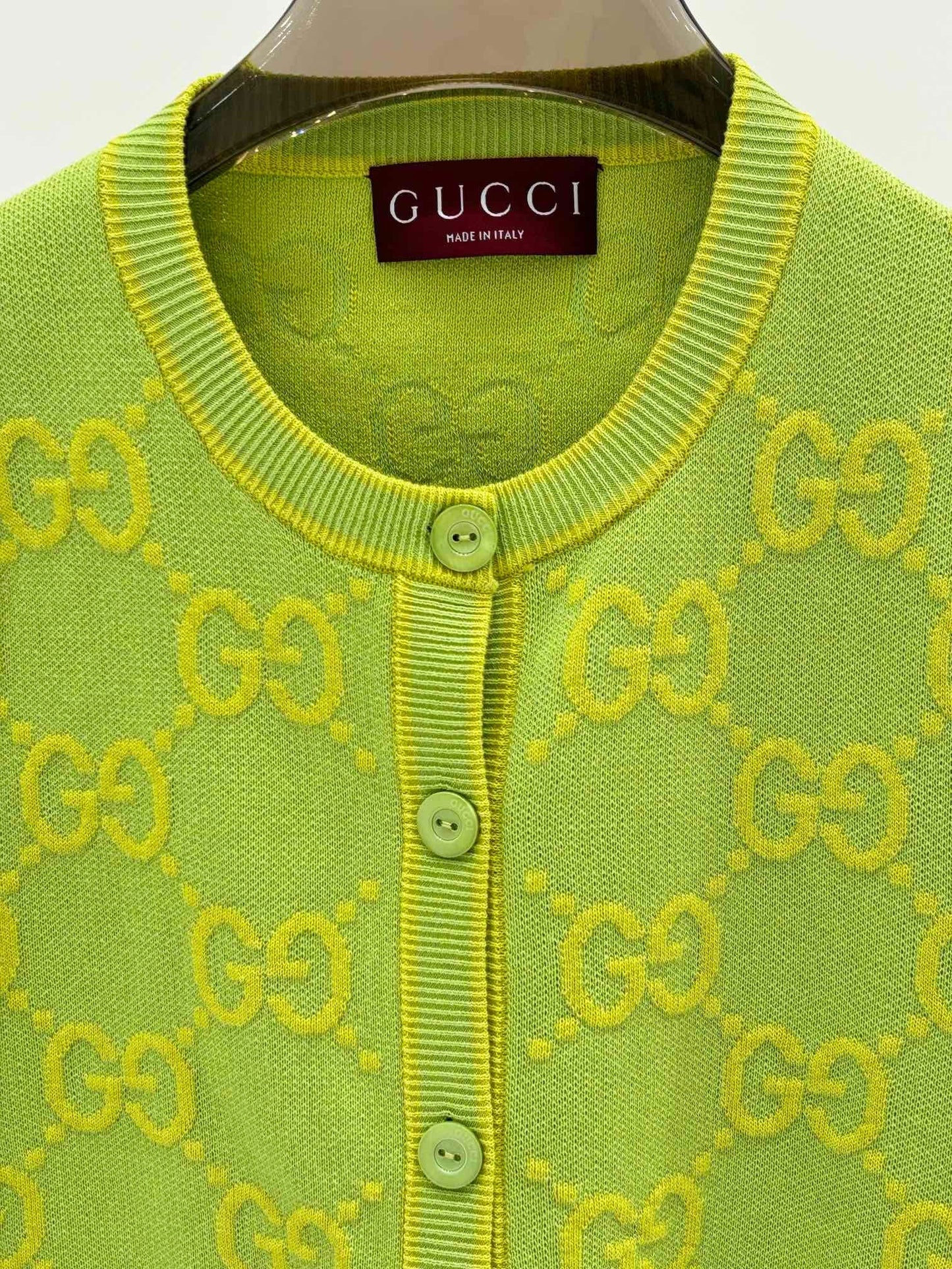 G 24 Early Autumn New round neck color blocking double G jacquard knit cardigan