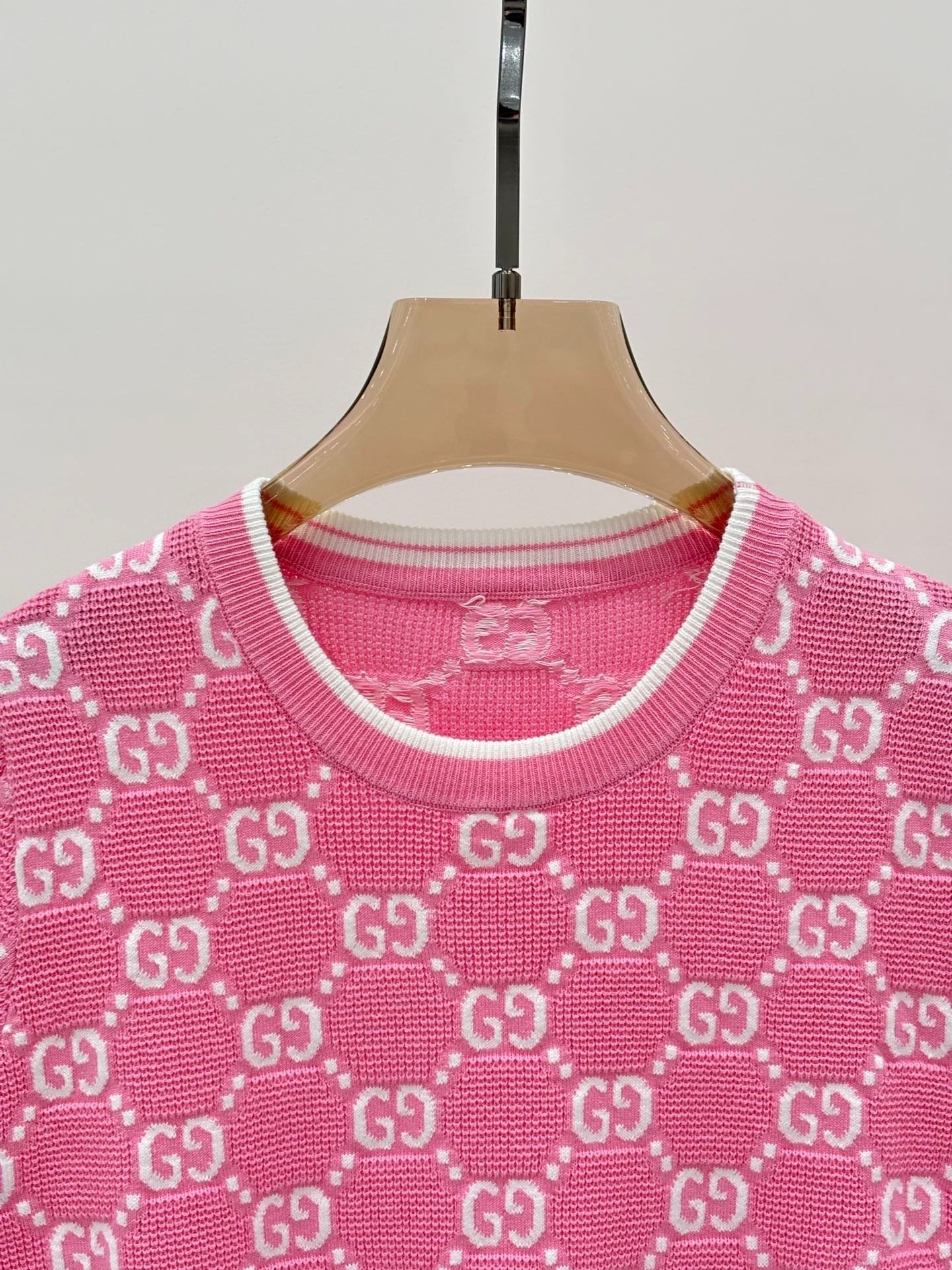 G 25 Early Spring New Appliquéd All-over Print Casual Knit Short Sleeve