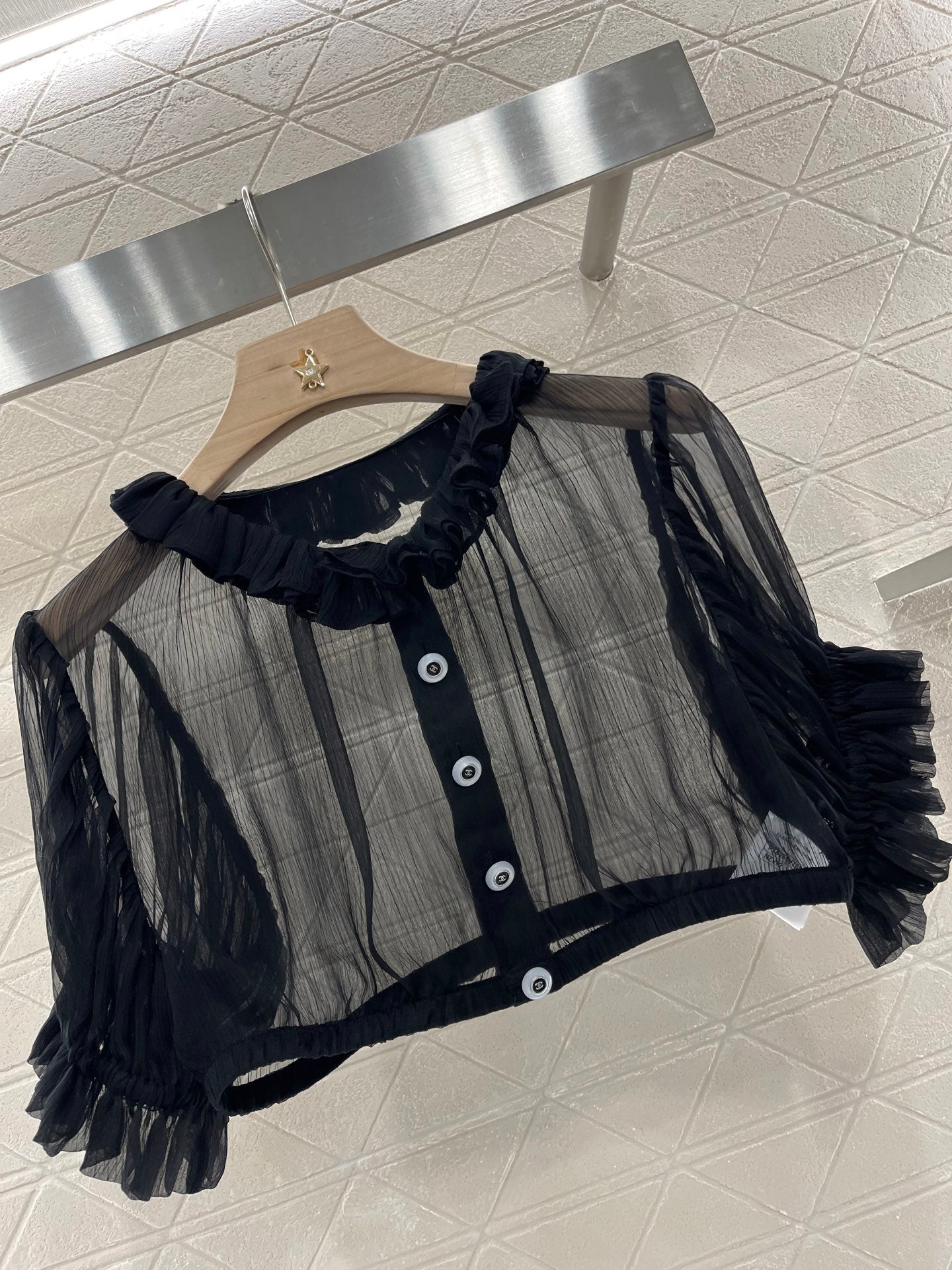 2025 new products Short waist lace see-through top