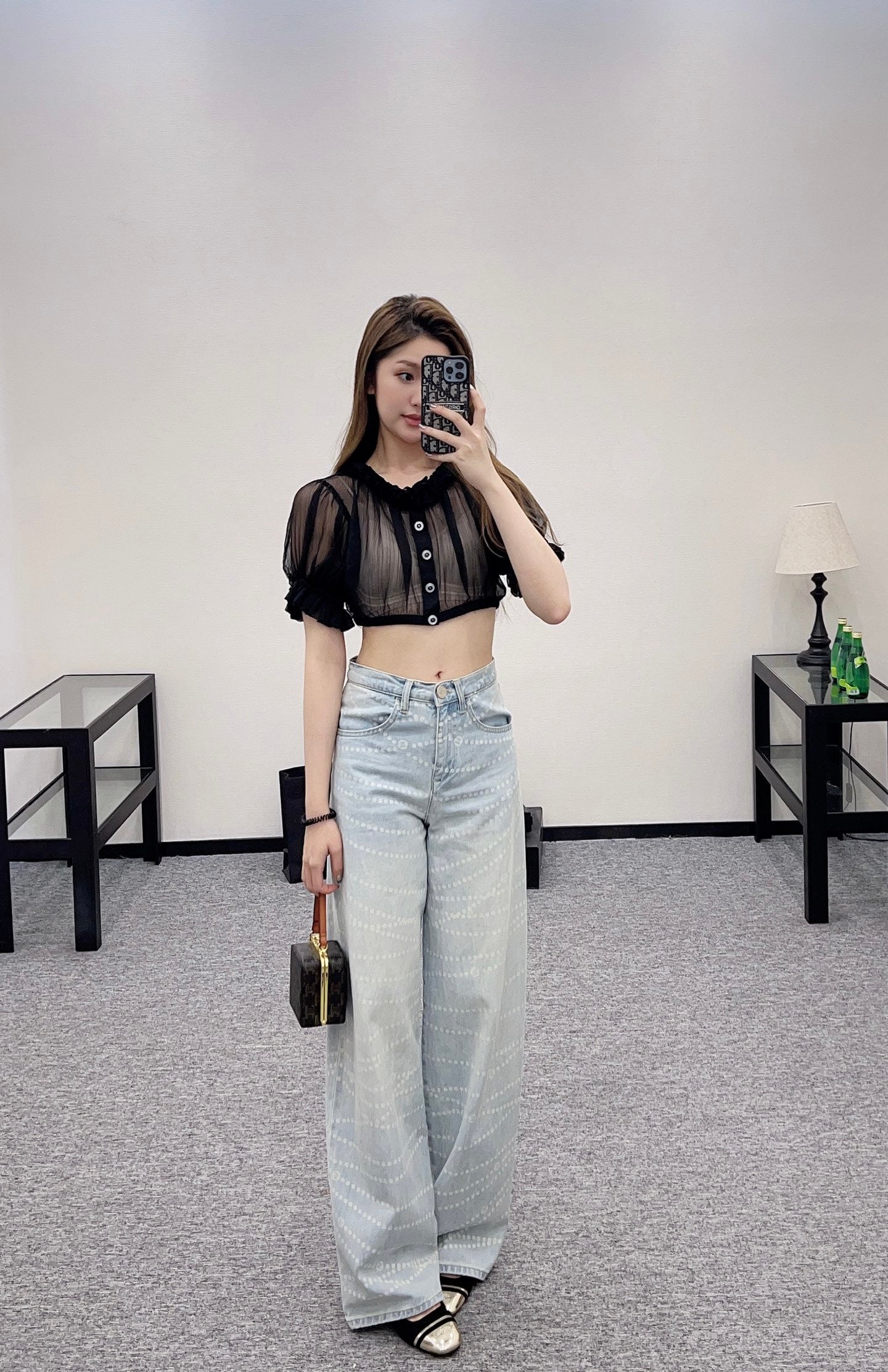2025 new products Short waist lace see-through top