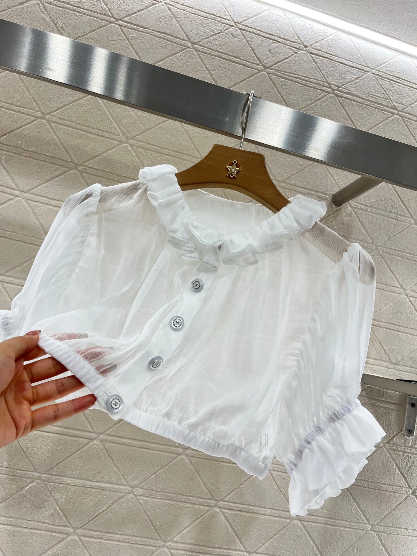 2025 new products Short waist lace see-through top
