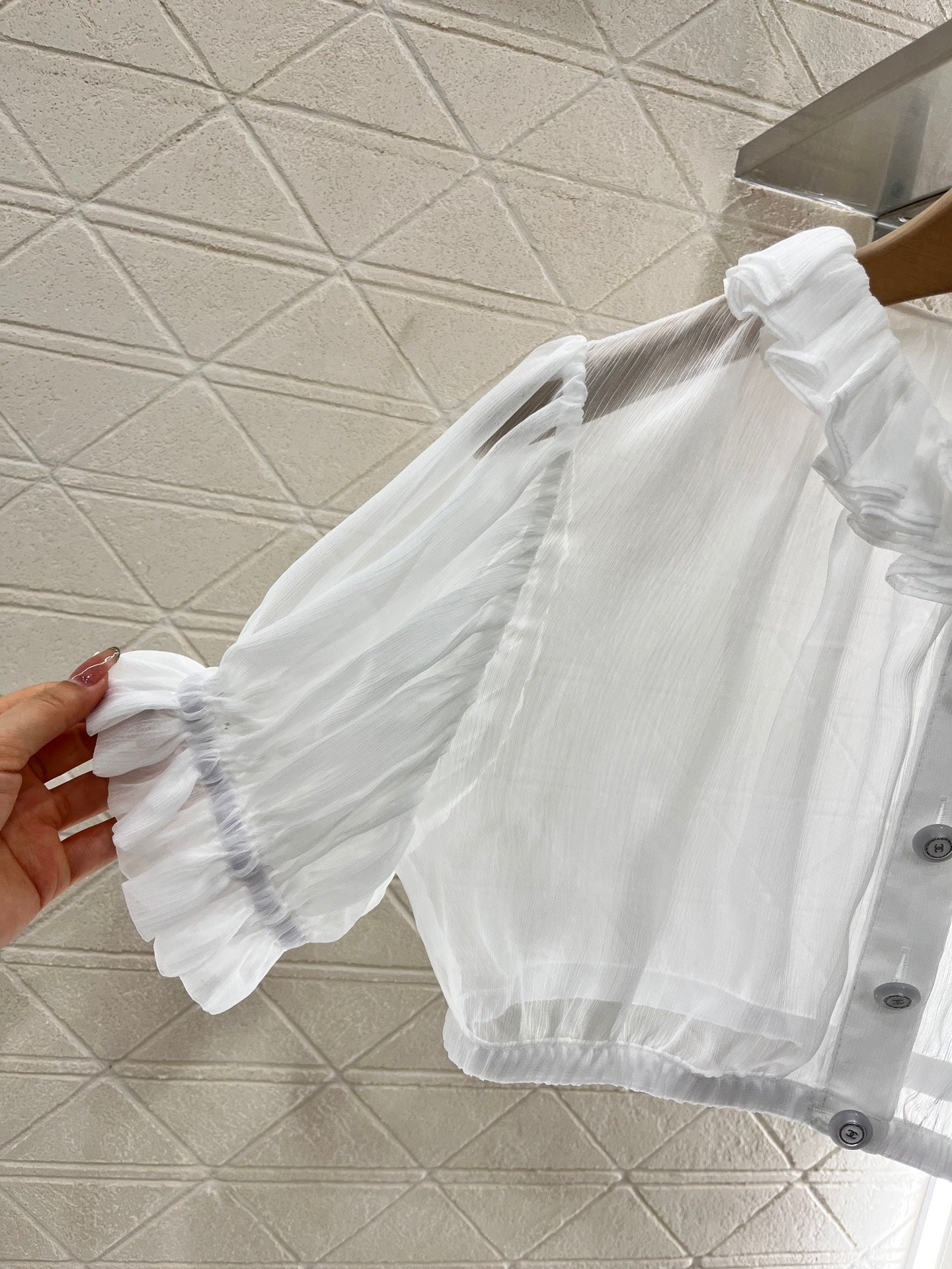 2025 new products Short waist lace see-through top