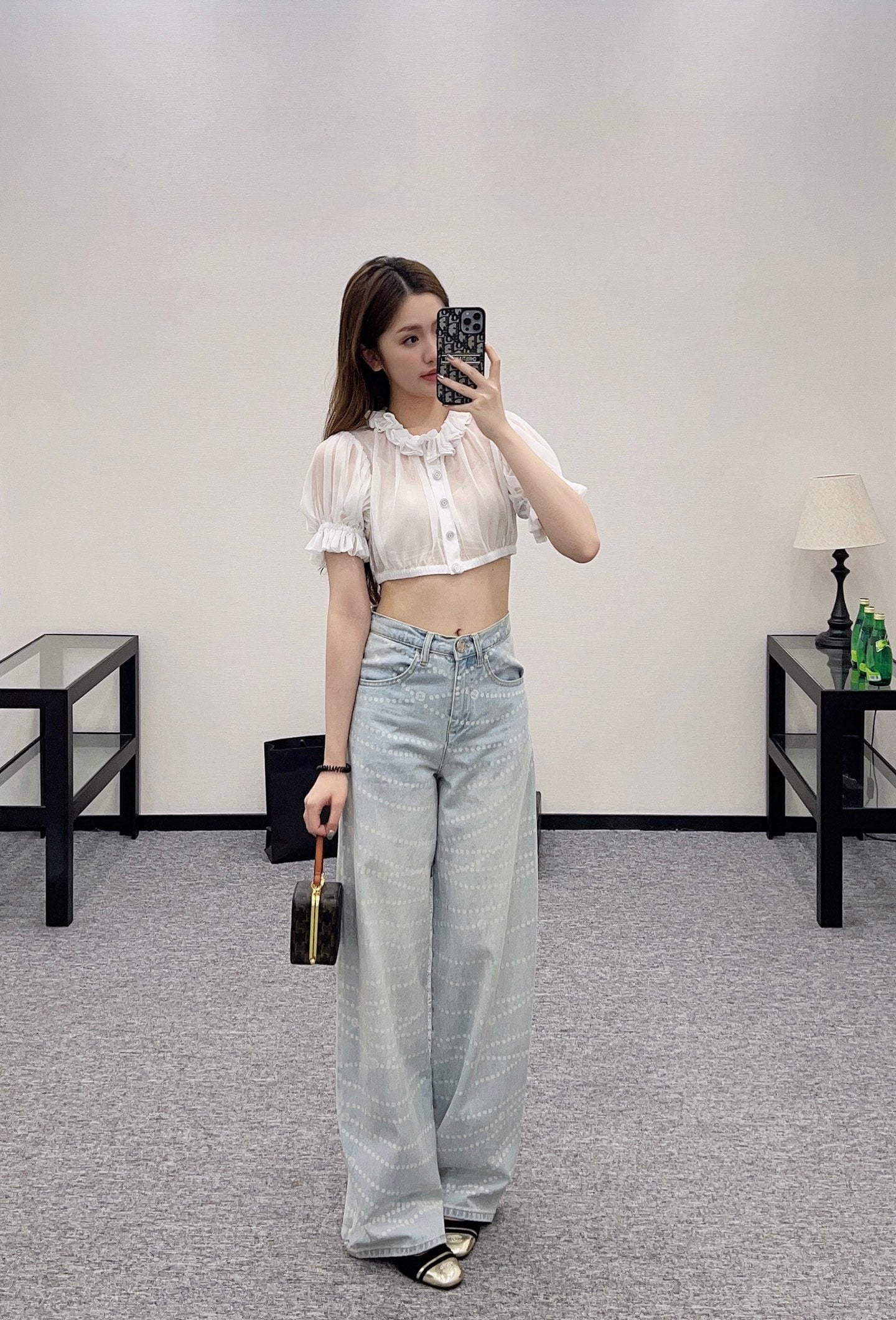 2025 new products Short waist lace see-through top