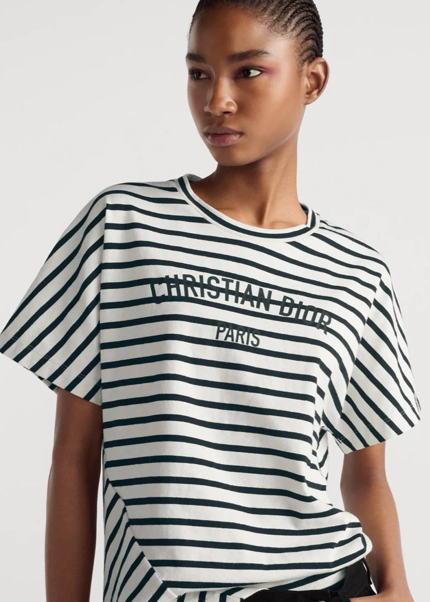 2025 new product Round neck striped short sleeves