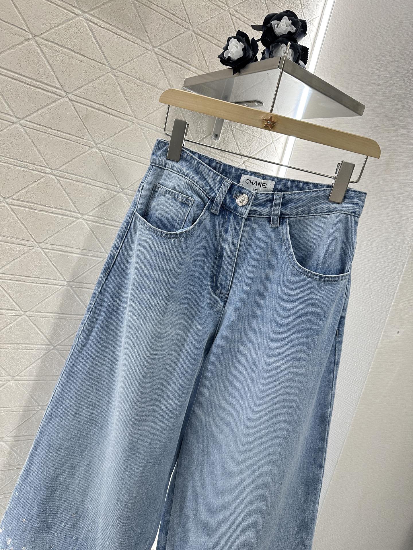 C 2025 new product Heavy sequin jeans