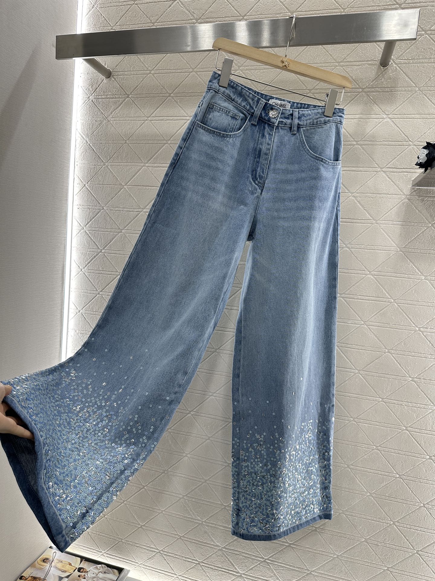 C 2025 new product Heavy sequin jeans