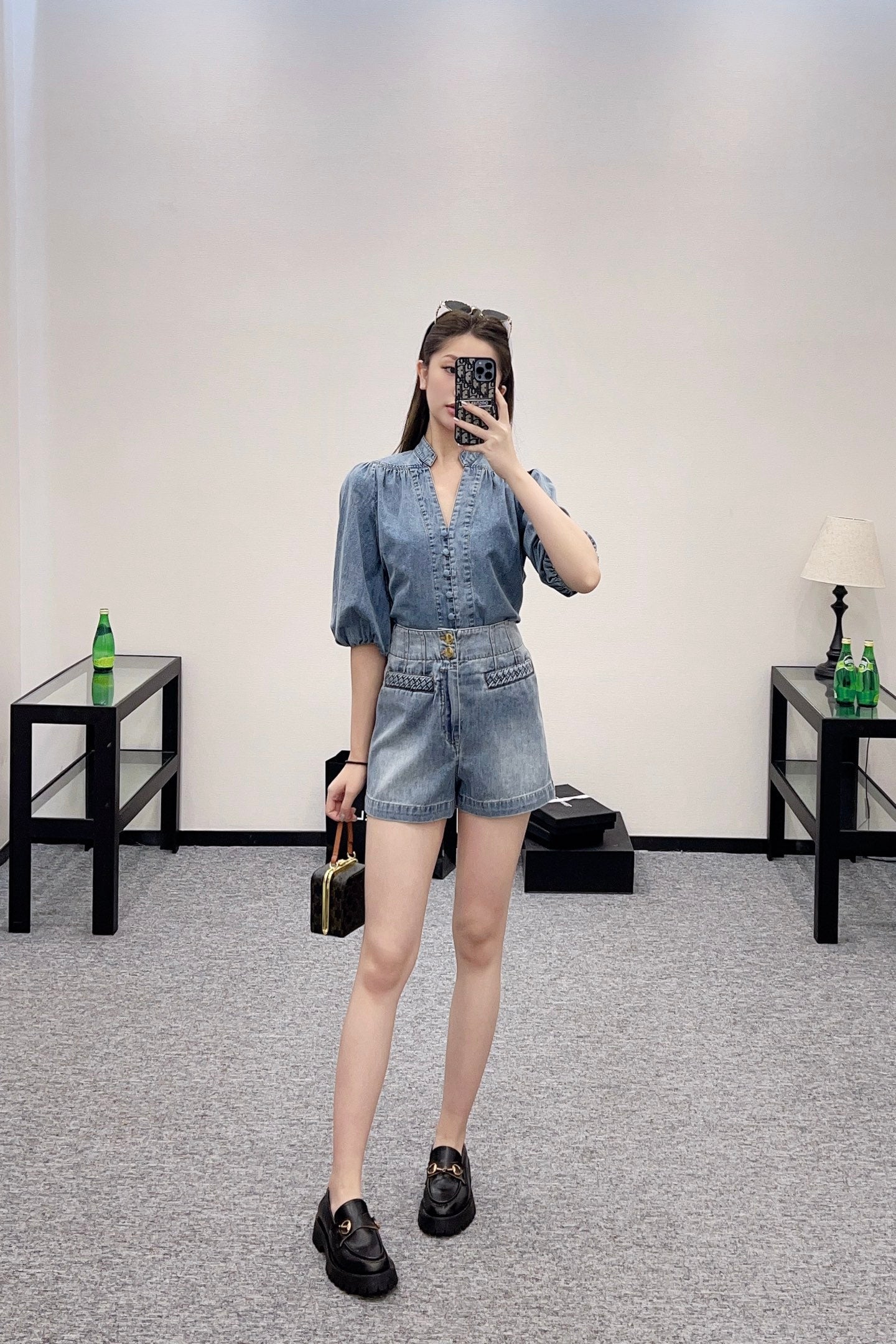 2025 new products Denim top and shorts set