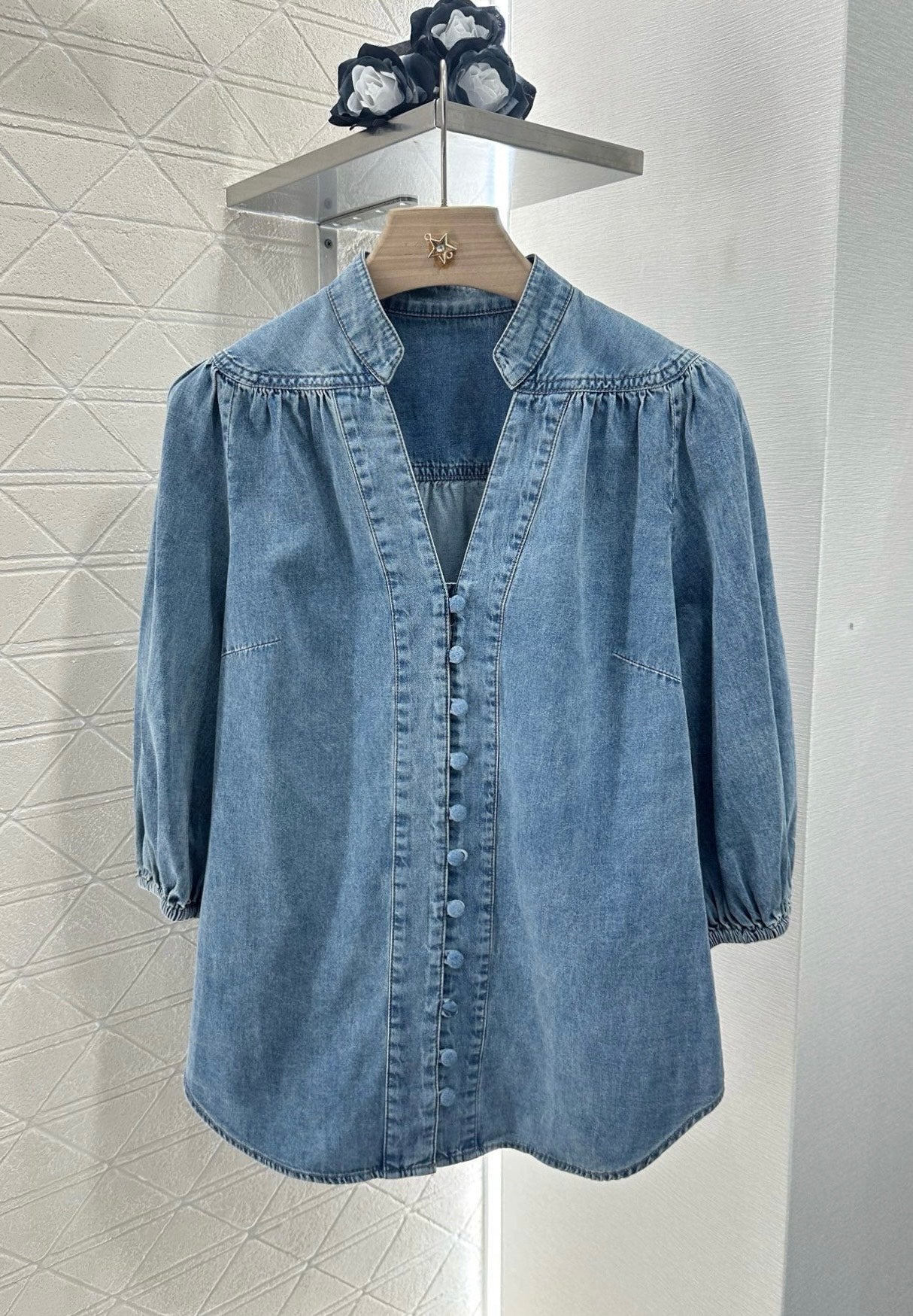 2025 new products Denim top and shorts set