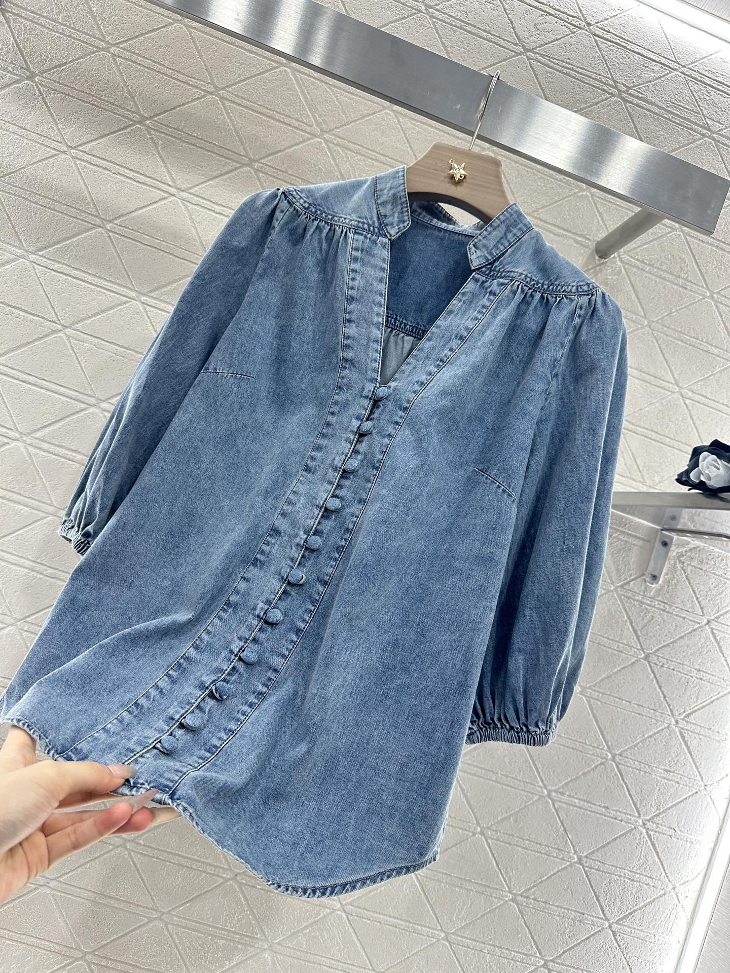 2025 new products Denim top and shorts set