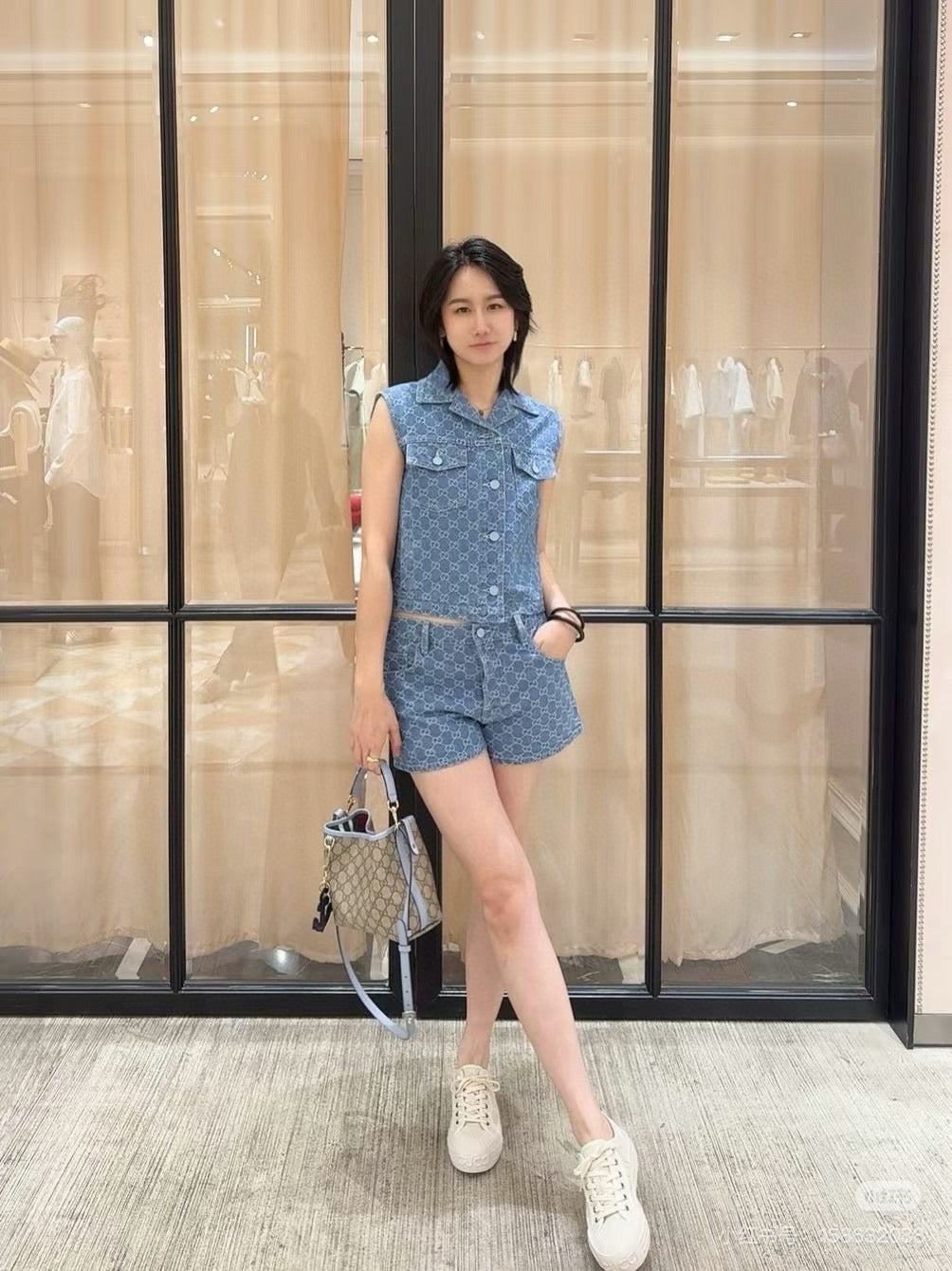 New Arrival Denim vest and shorts set