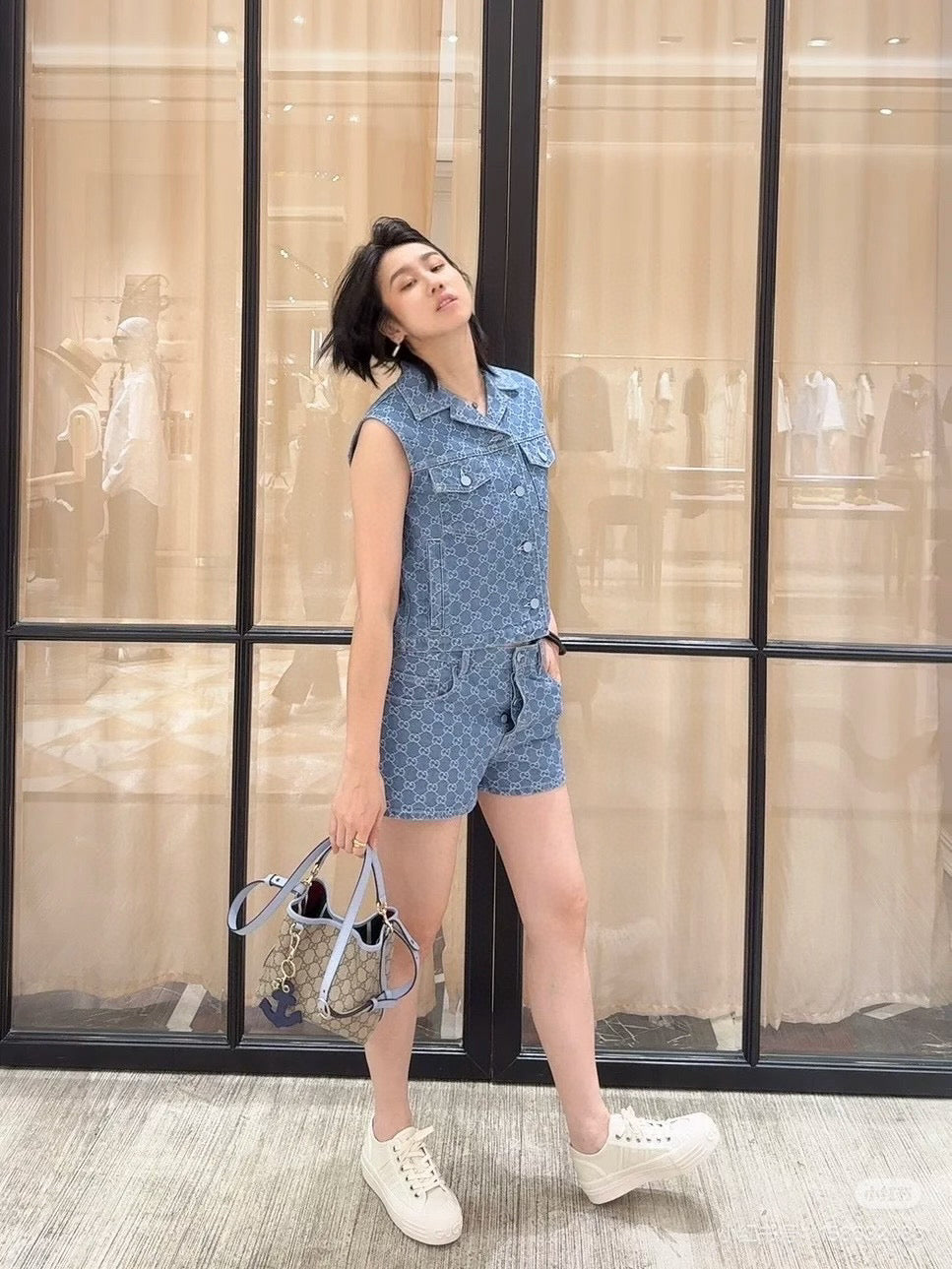 New Arrival Denim vest and shorts set