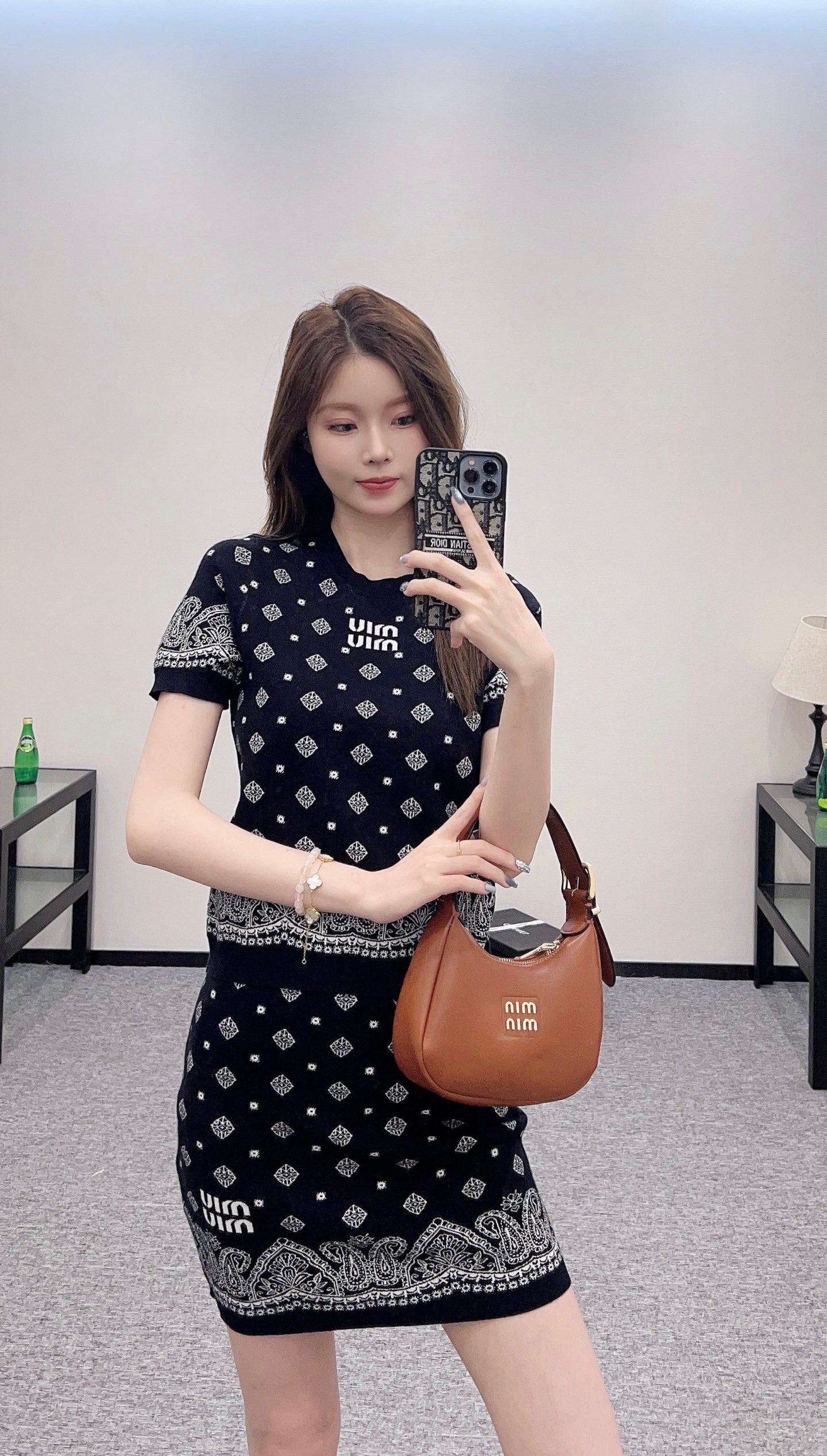 2025 new product Short-sleeved skirt suit