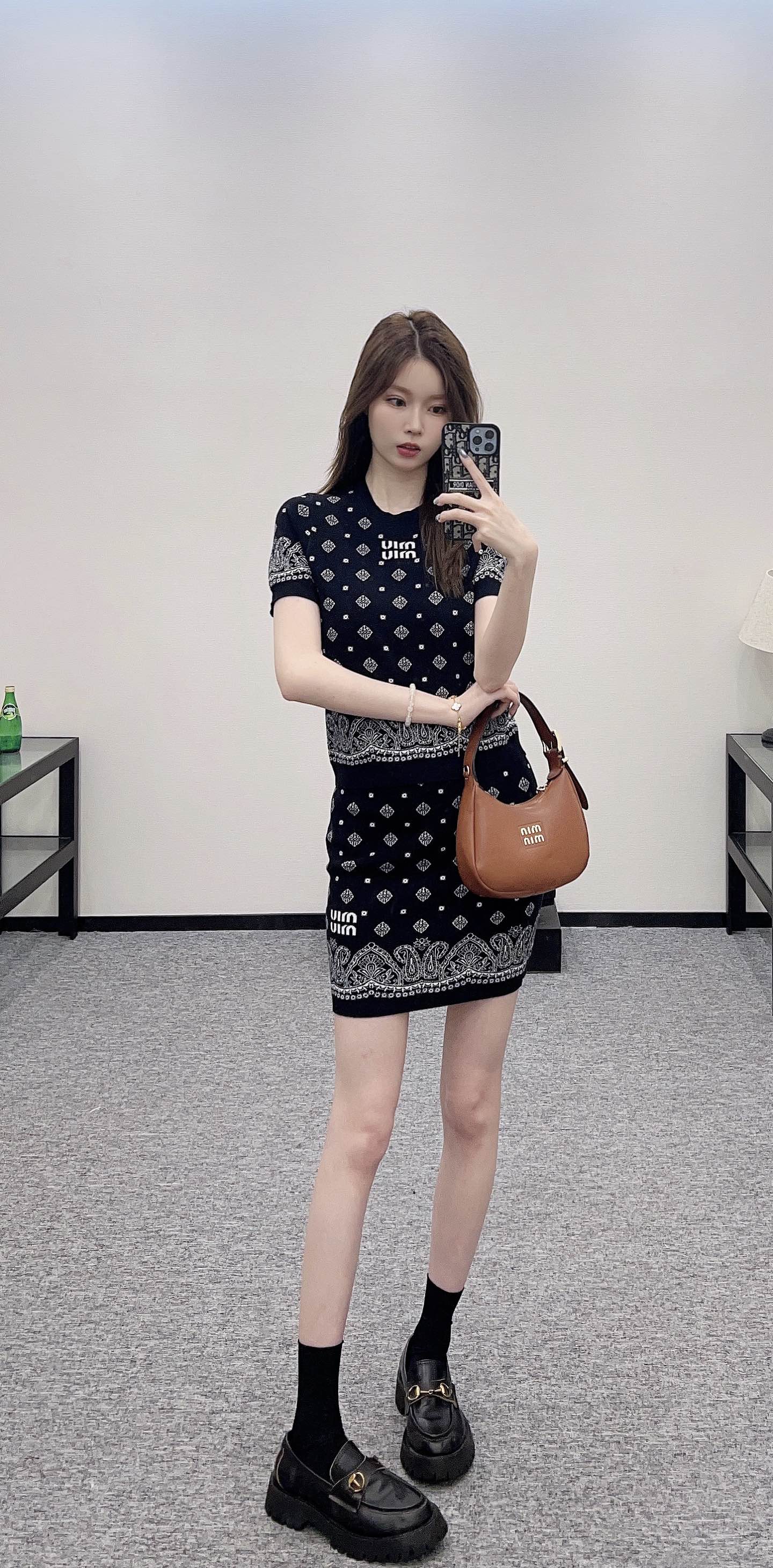 2025 new product Short-sleeved skirt suit