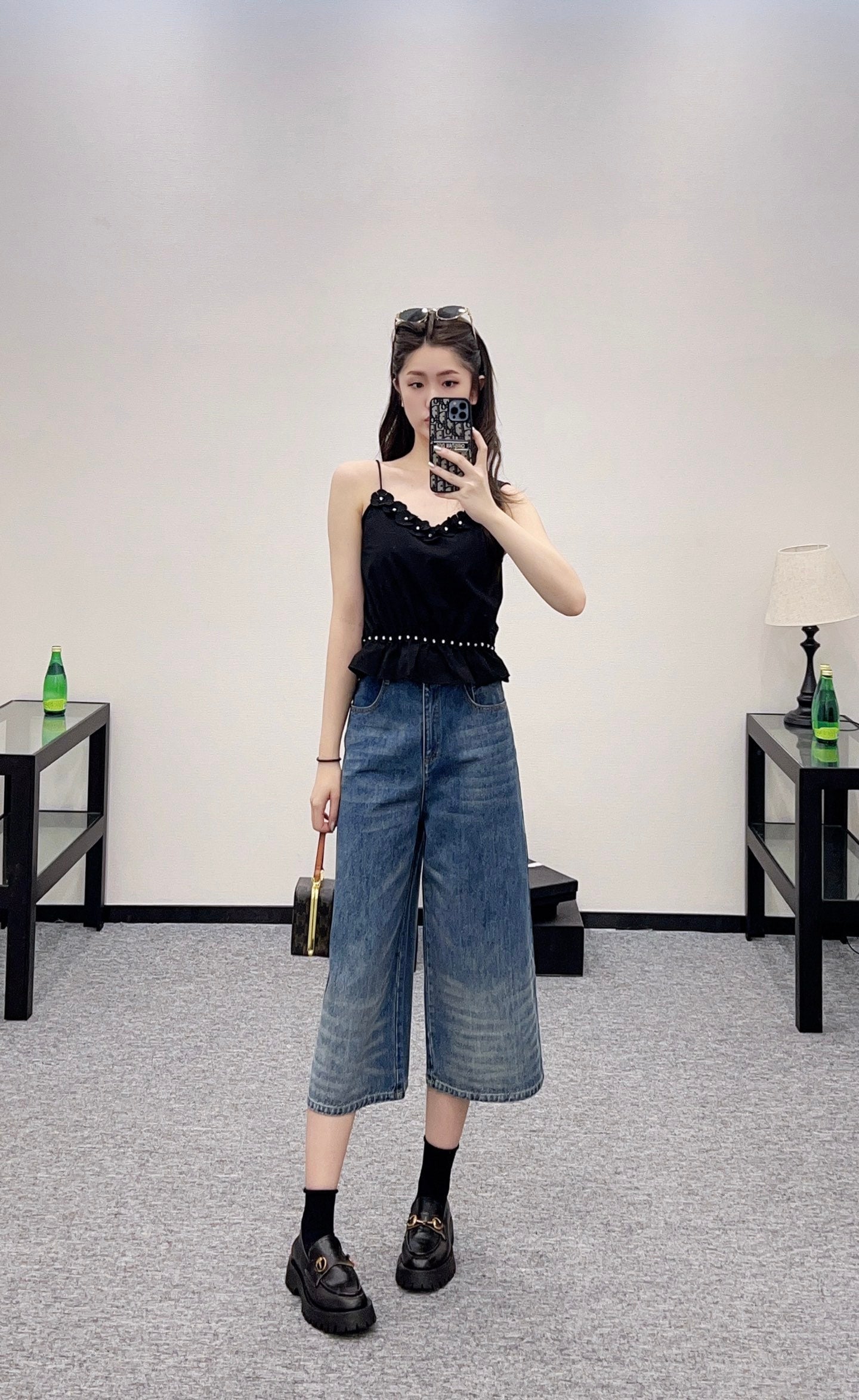 C 2025 new product Denim cropped pants