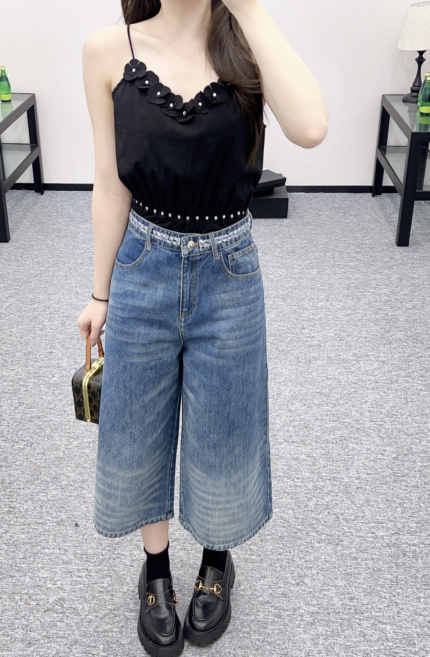 C 2025 new product Denim cropped pants