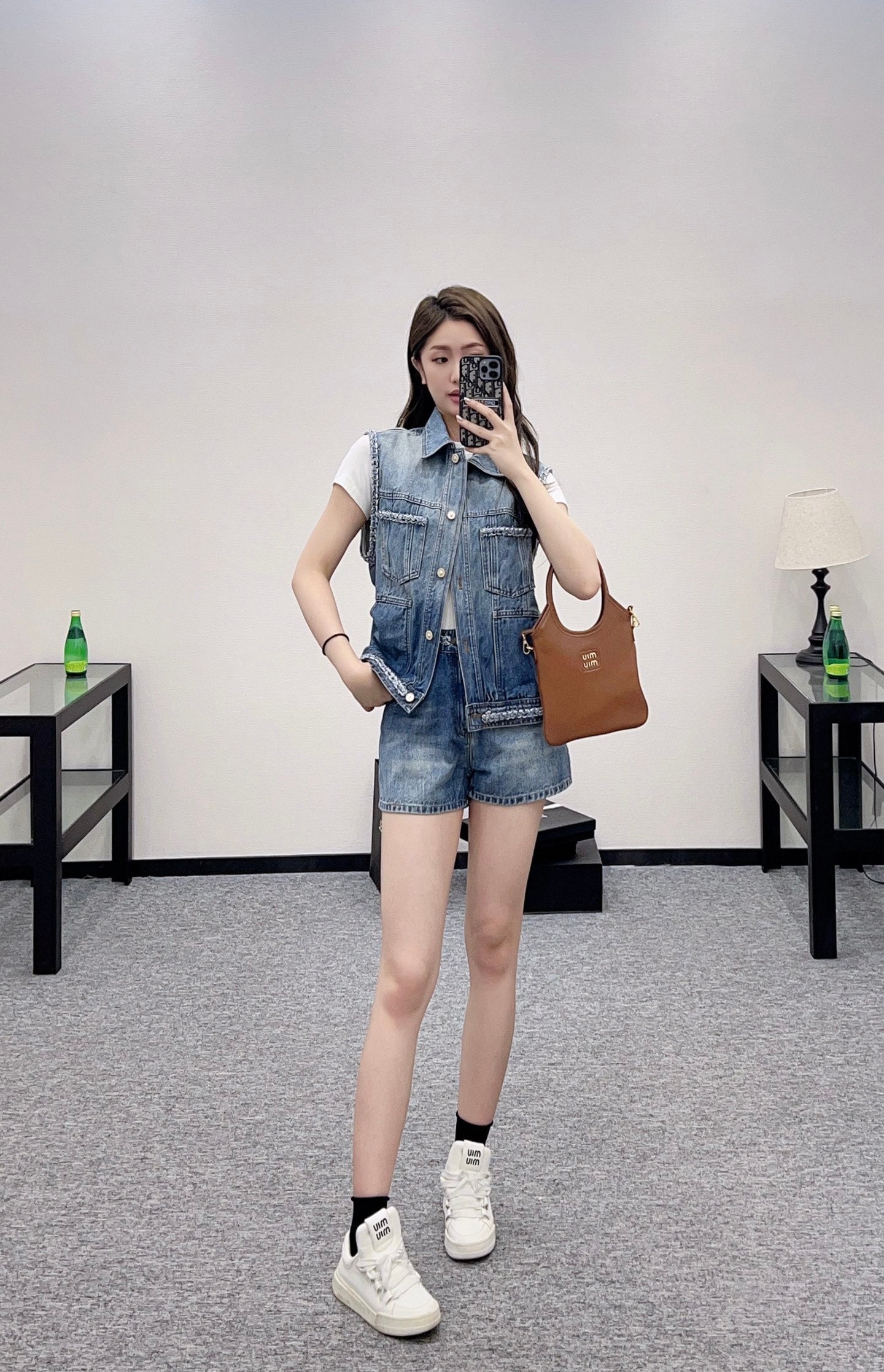 2025 new product Denim vest shorts set