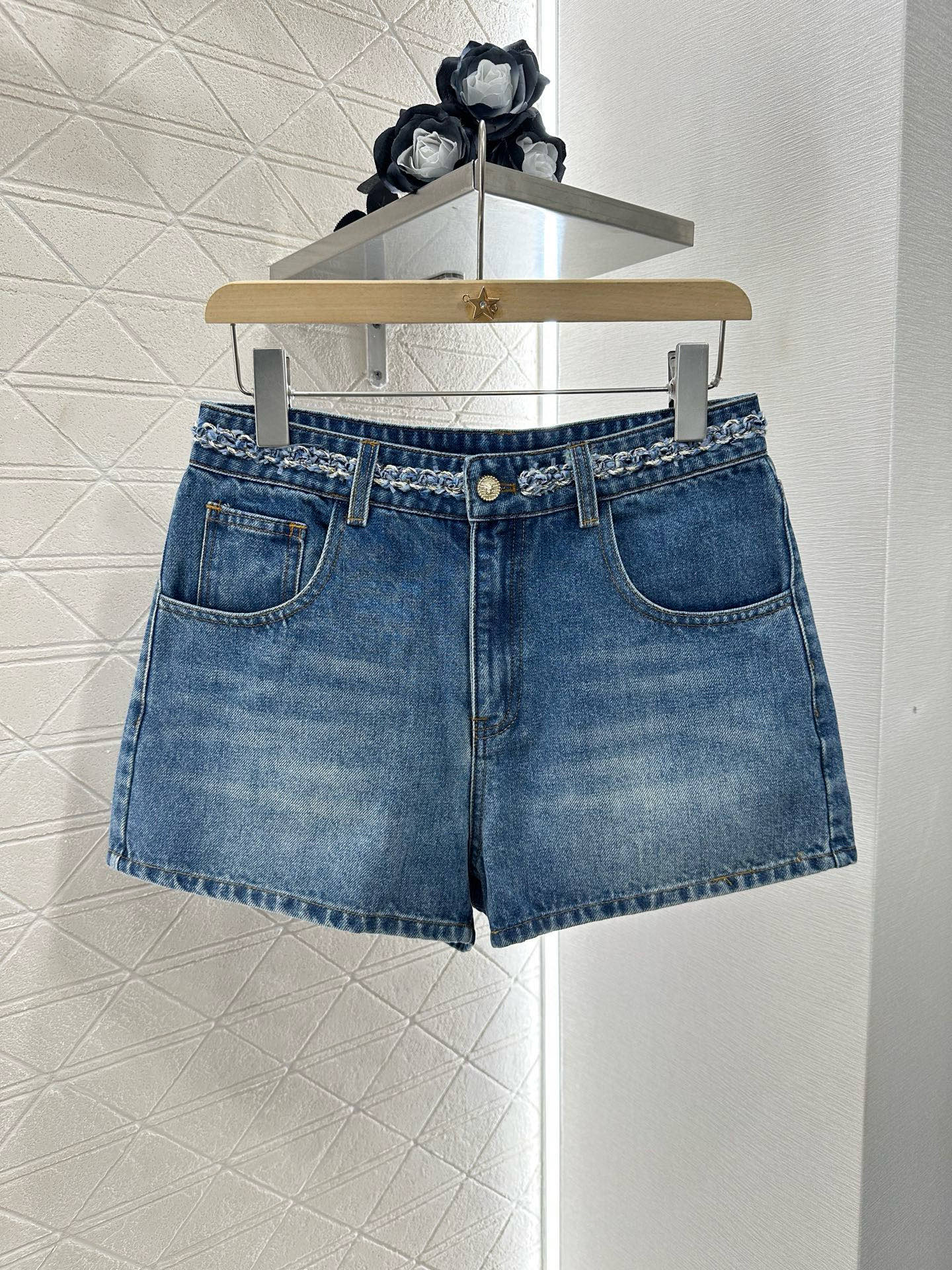 2025 new product Denim vest shorts set
