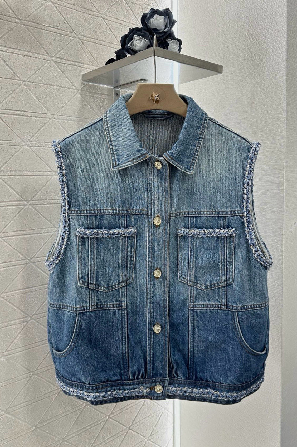 2025 new product Denim vest shorts set