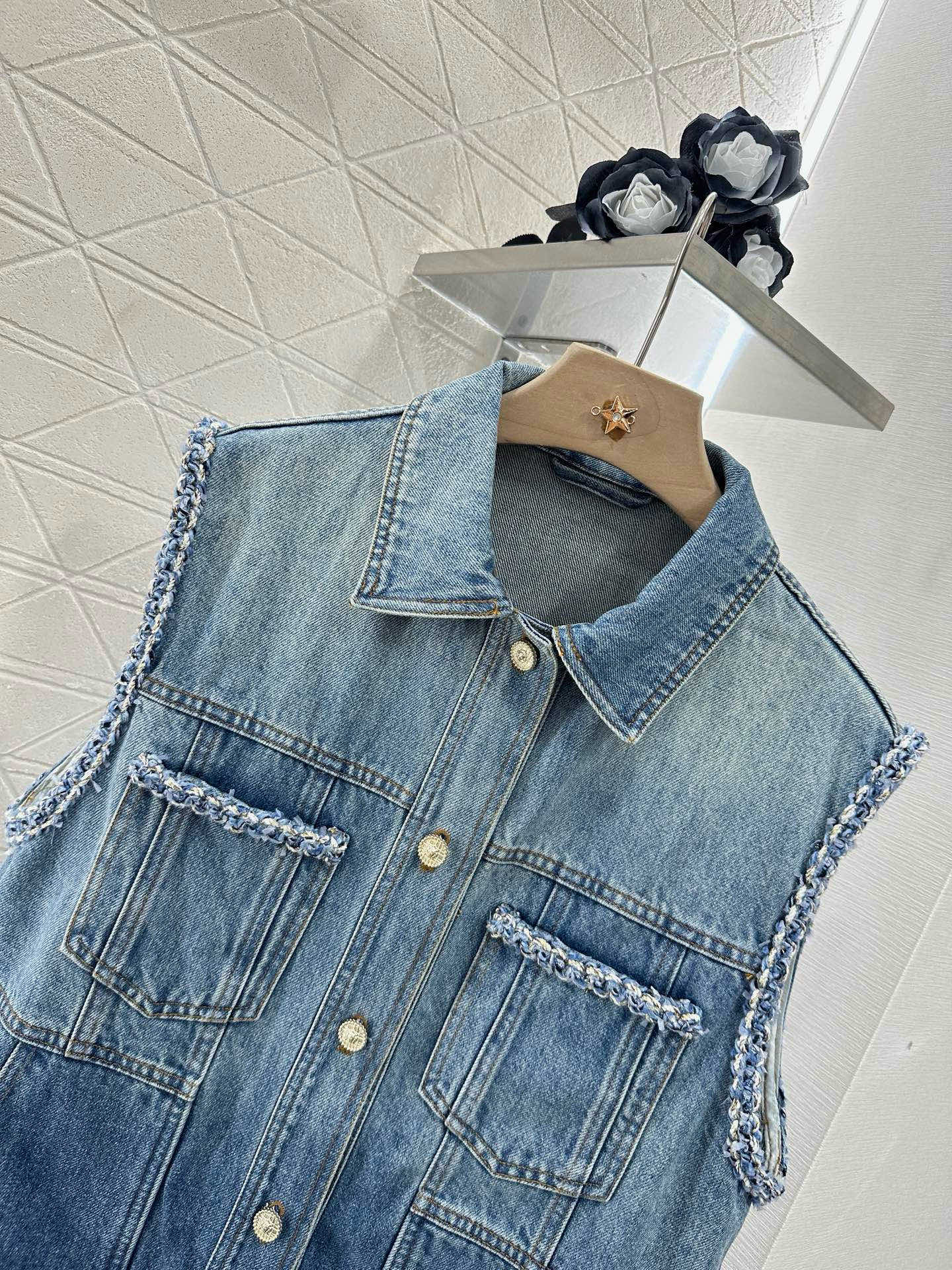 2025 new product Denim vest shorts set