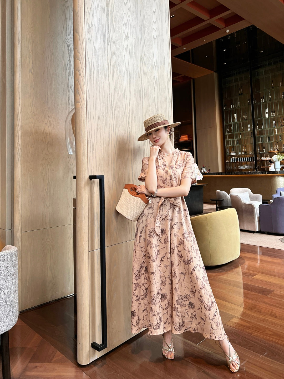 25ss linen print dress