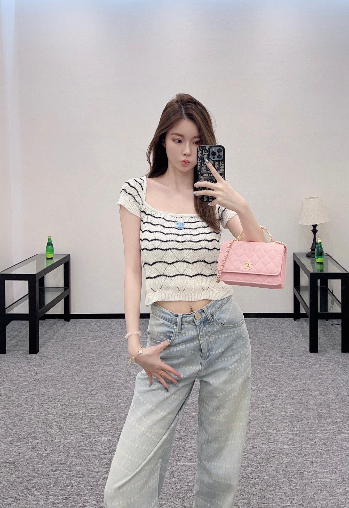 2025 new product Hollow knitted short sleeves
