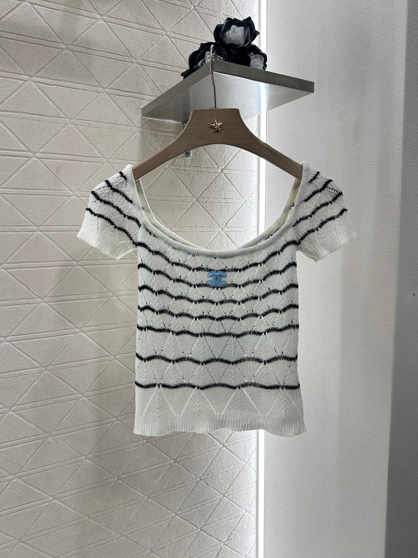 2025 new product Hollow knitted short sleeves
