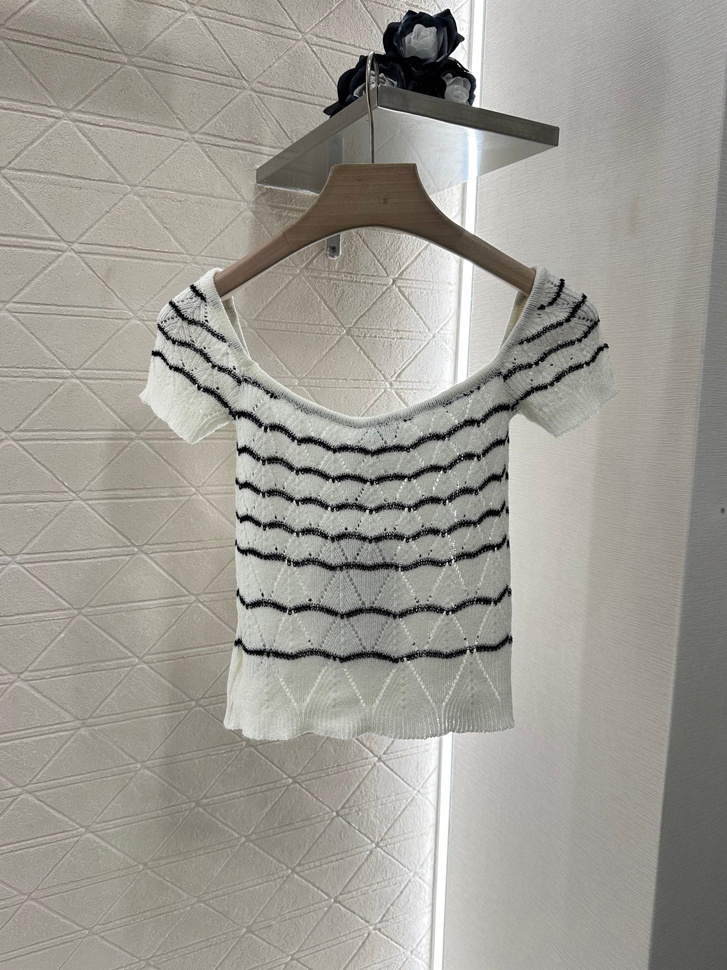 2025 new product Hollow knitted short sleeves