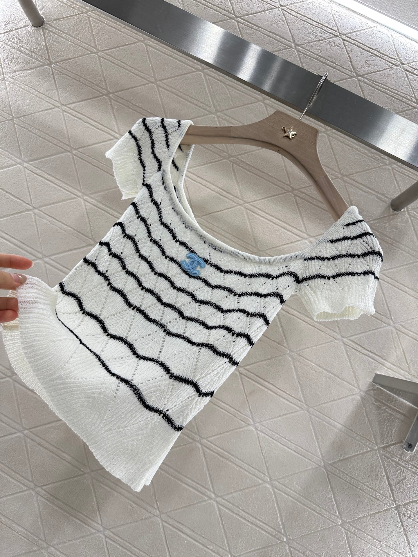 2025 new product Hollow knitted short sleeves