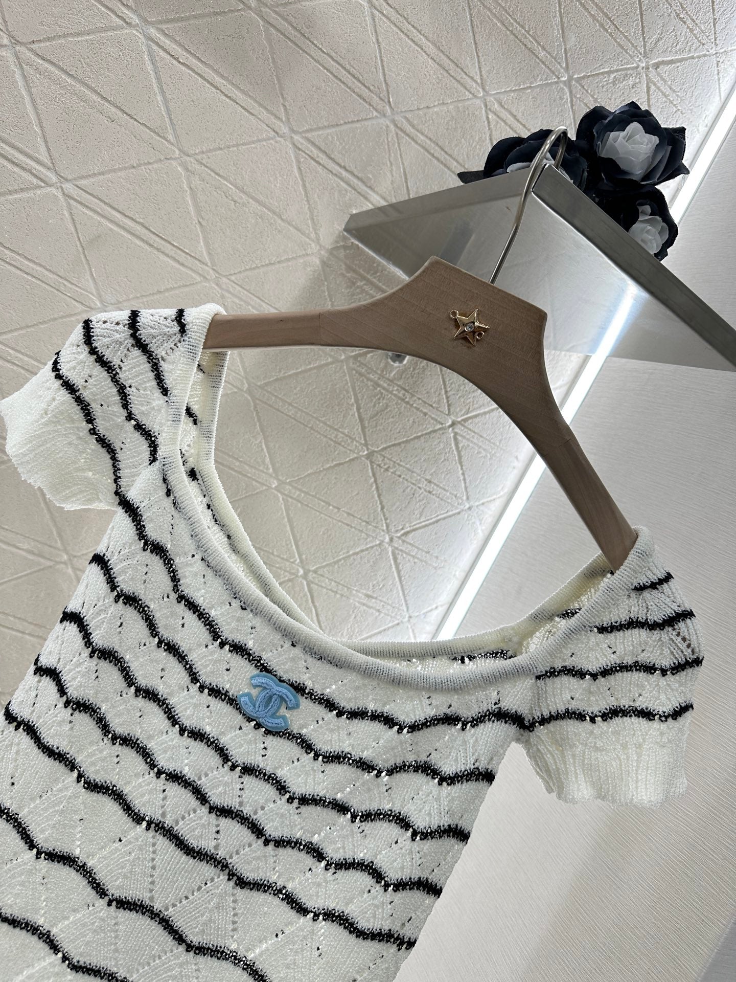 2025 new product Hollow knitted short sleeves