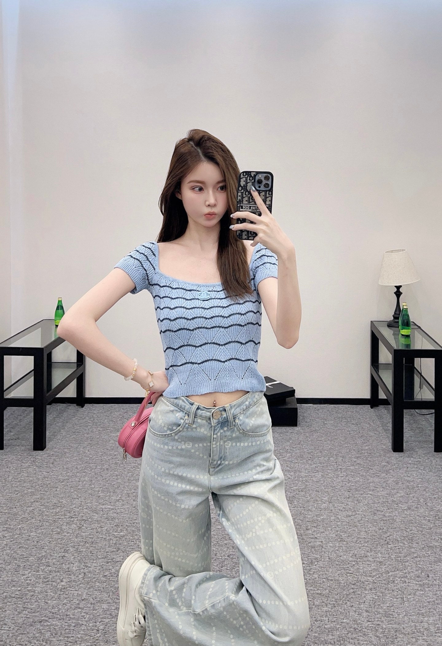 2025 new product Hollow knitted short sleeves