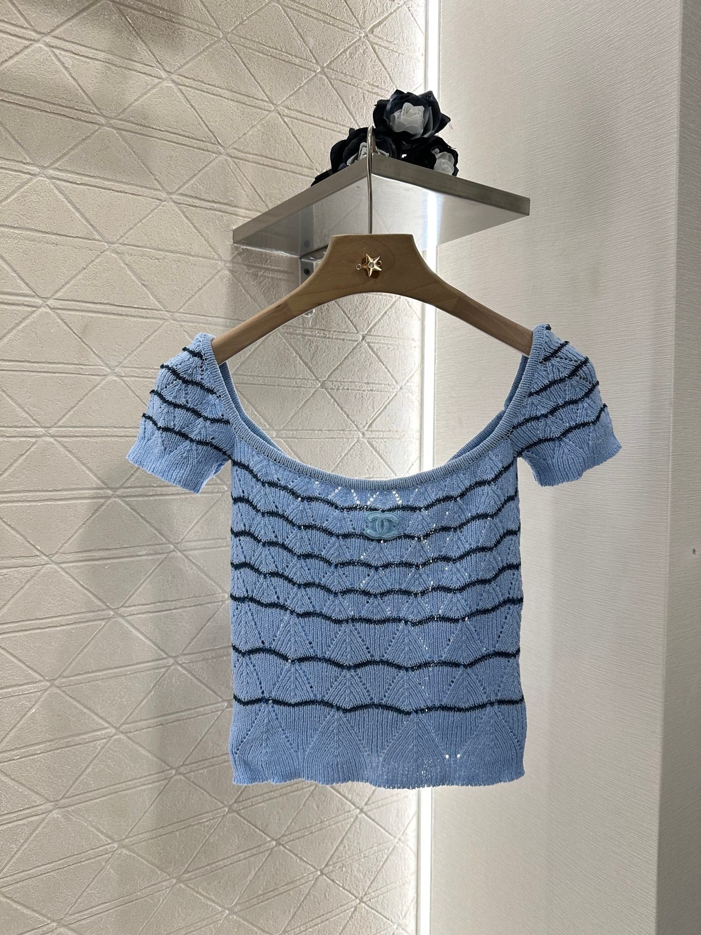 2025 new product Hollow knitted short sleeves