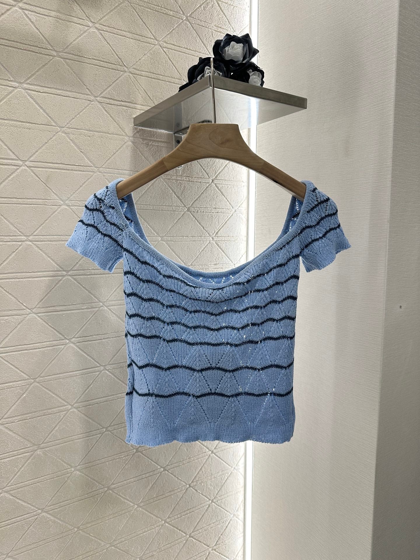 2025 new product Hollow knitted short sleeves