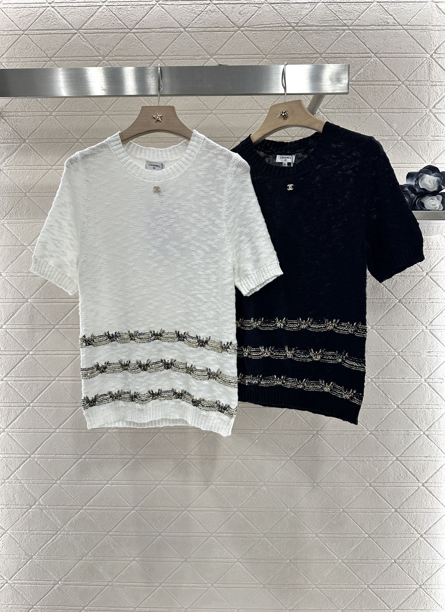 2025 new product Embroidered knitted short sleeves